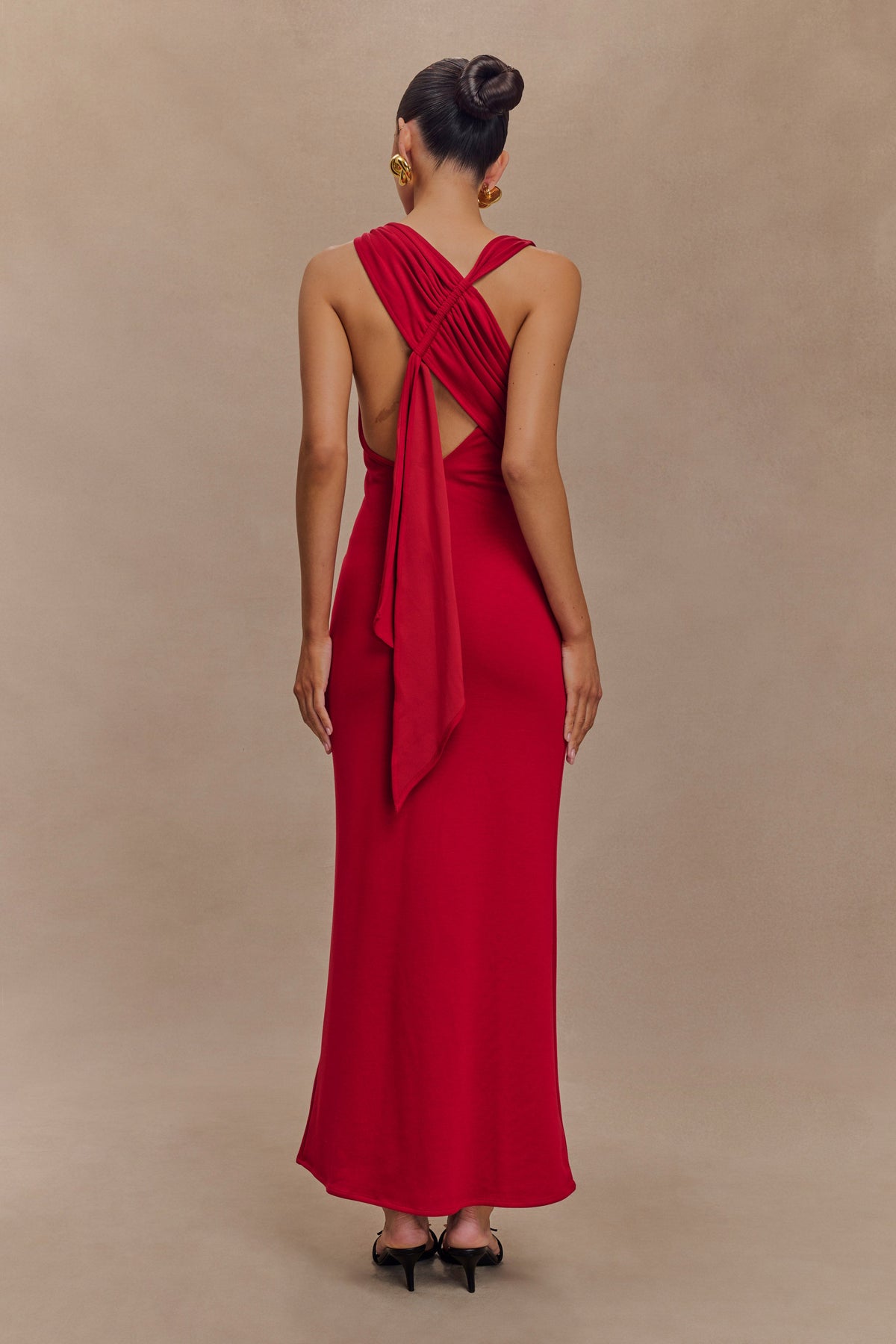 Catelyn Asymmetrical Scuba Jersey Midi Dress - Ruby #4