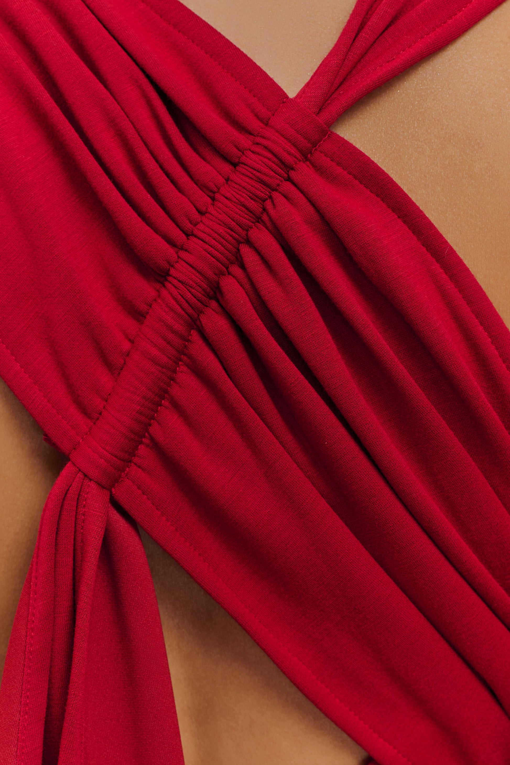 Catelyn Asymmetrical Scuba Jersey Midi Dress - Ruby #9