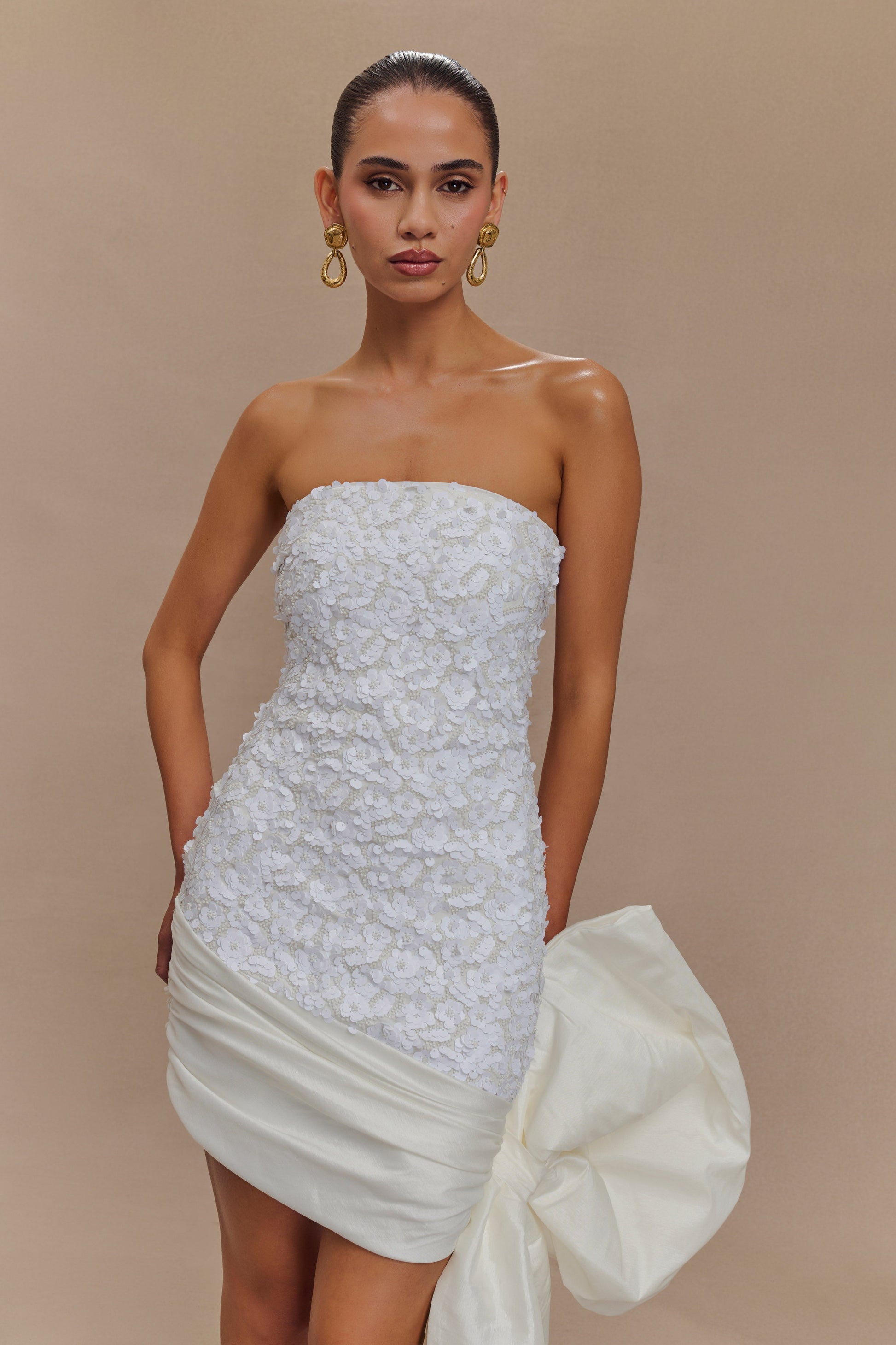 Franka Strapless Bow Mini Dress - White #5