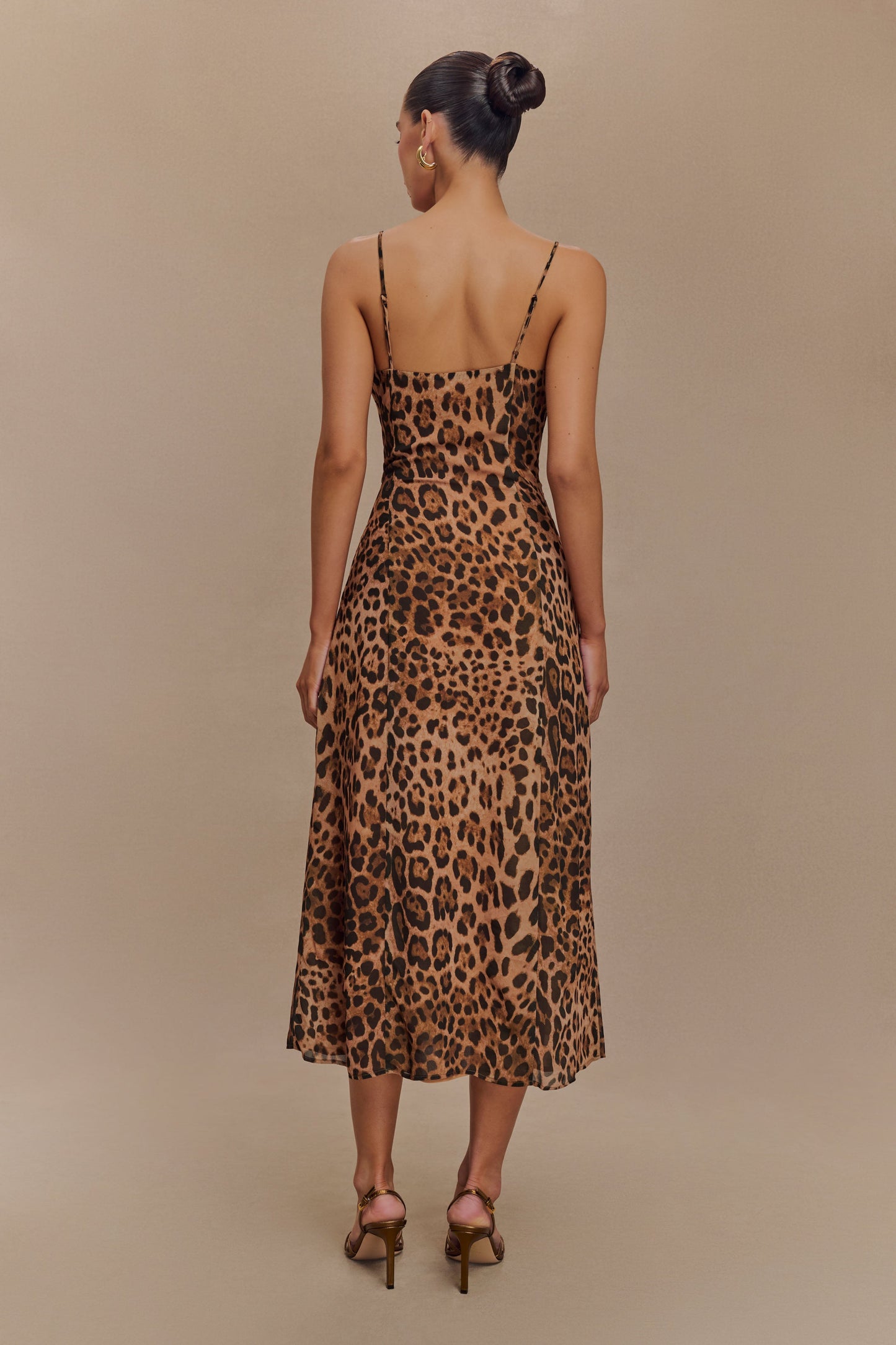 Leanne Chiffon Midi Dress - Leopard Print