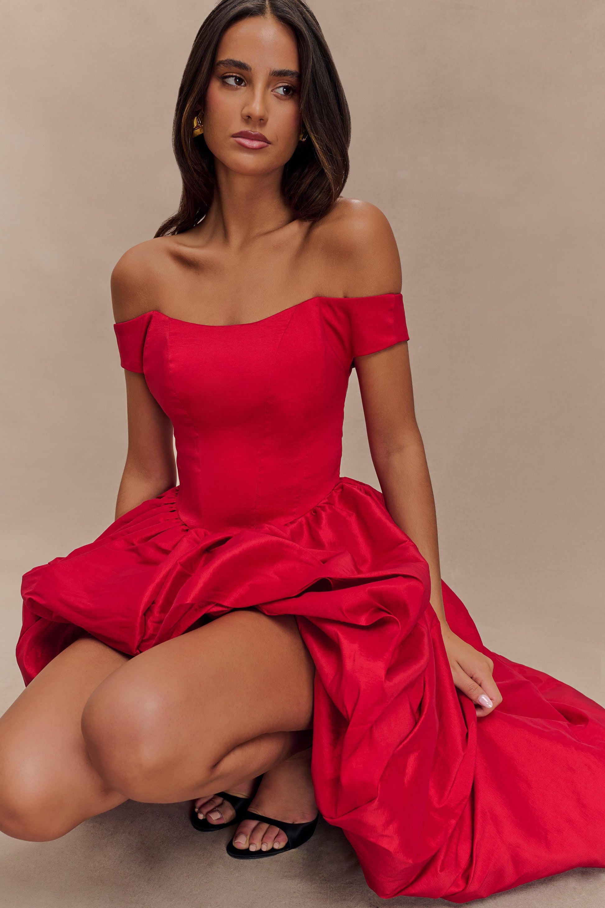 Amelia Bubble Maxi Dress - Ruby Red #2