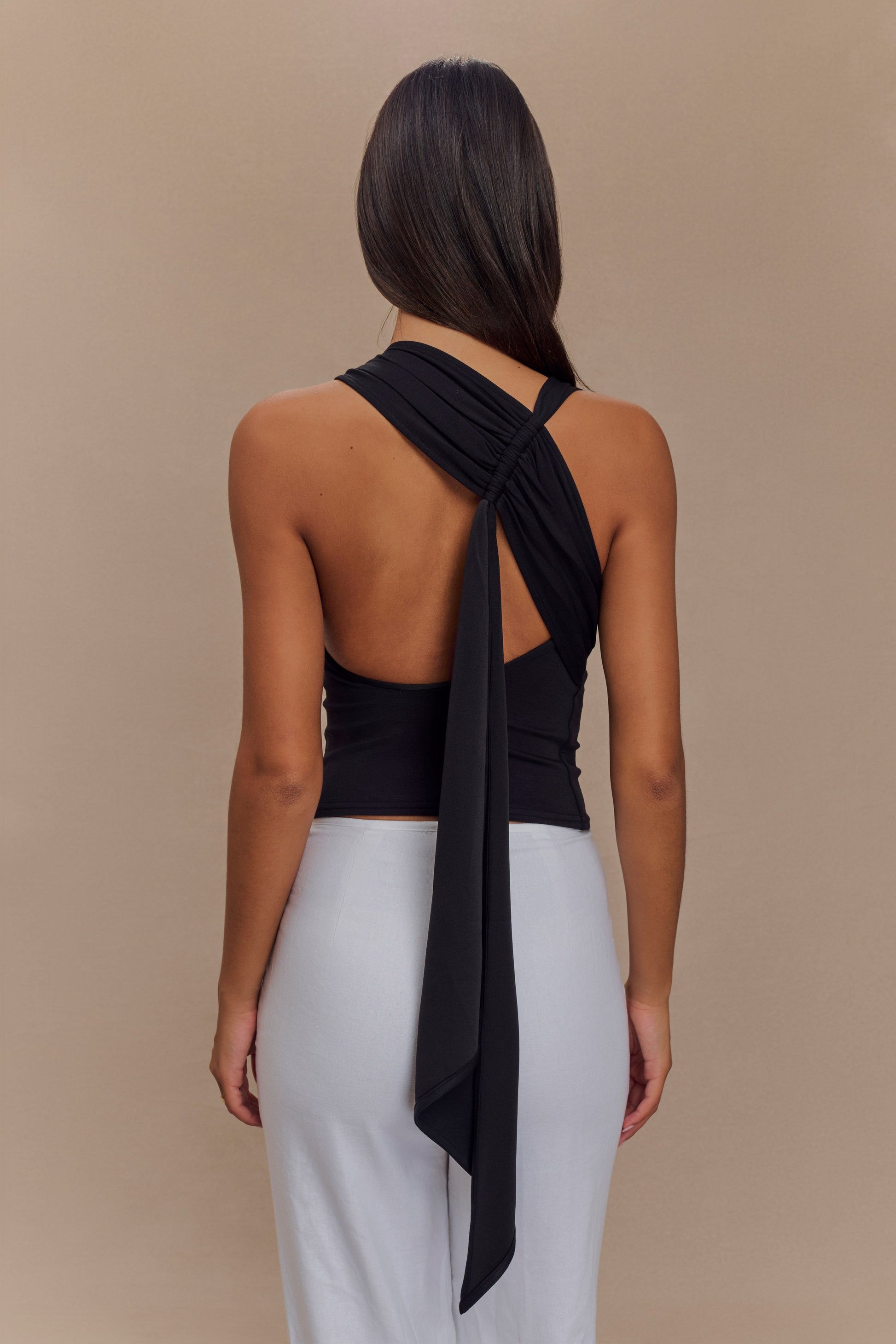 Catelyn Asymmetrical Scuba Jersey Top - Black #5