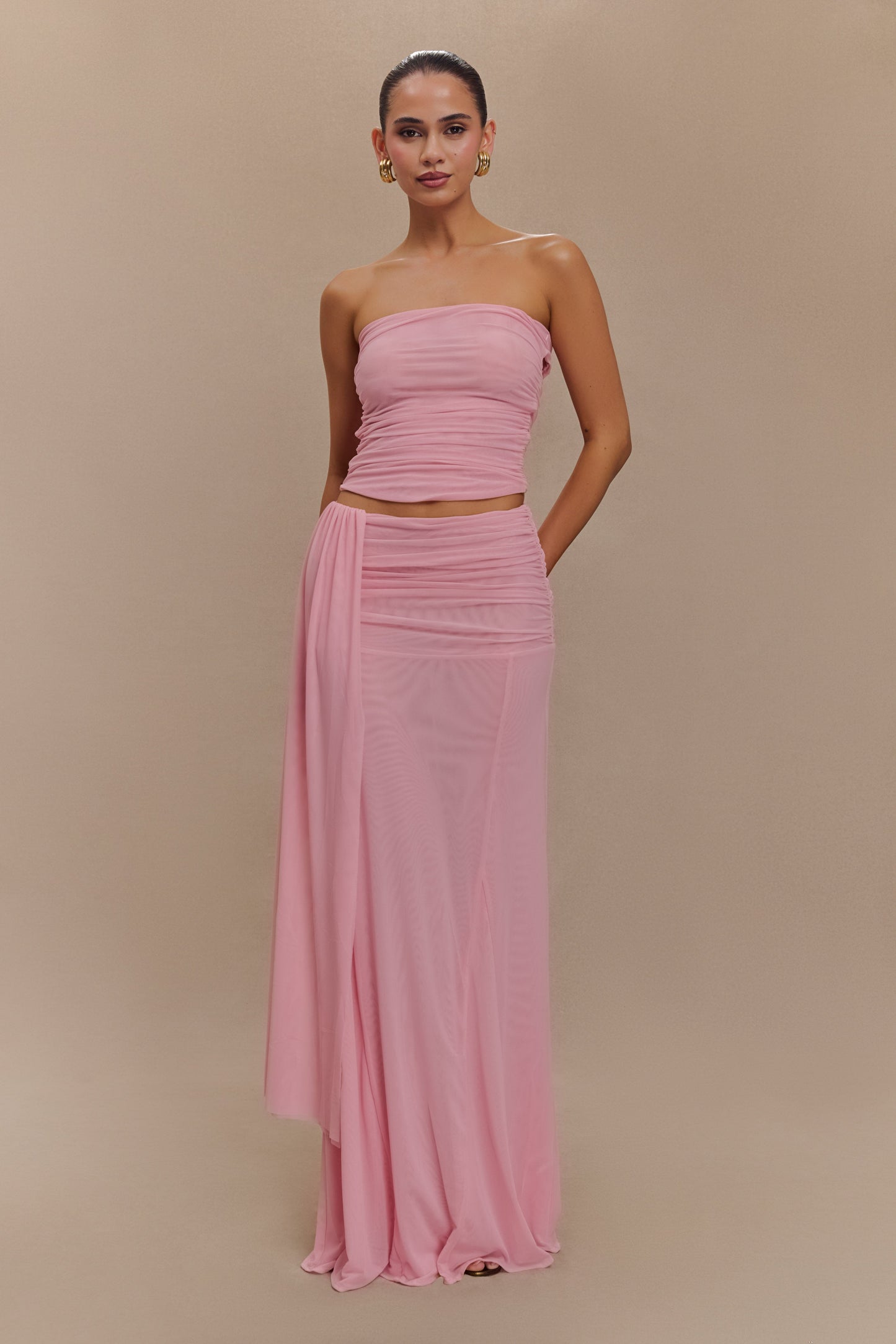 Arna Mesh Maxi Skirt - Candy Pink