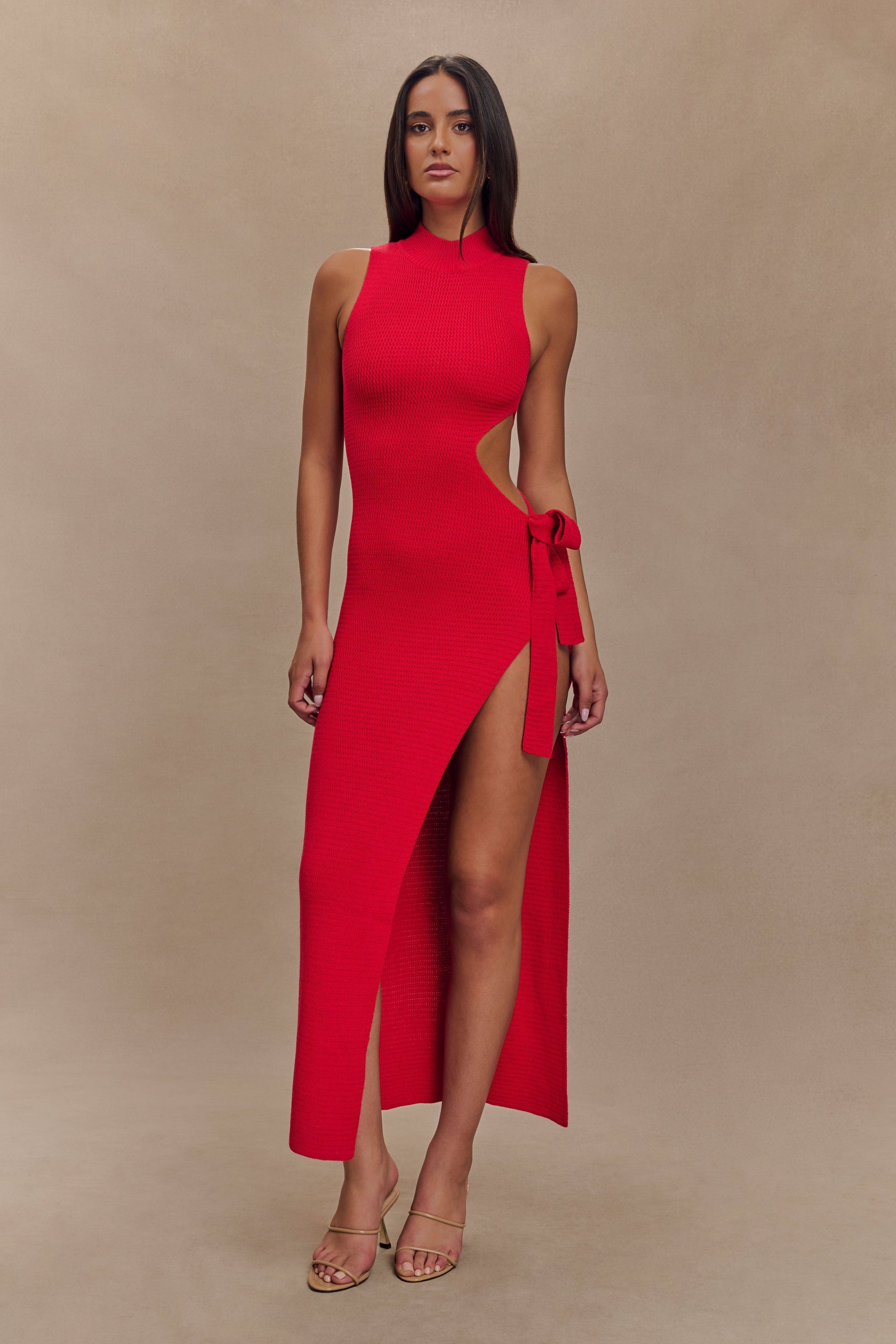 Stephanie Cut Out Knit Maxi Dress - Red #4