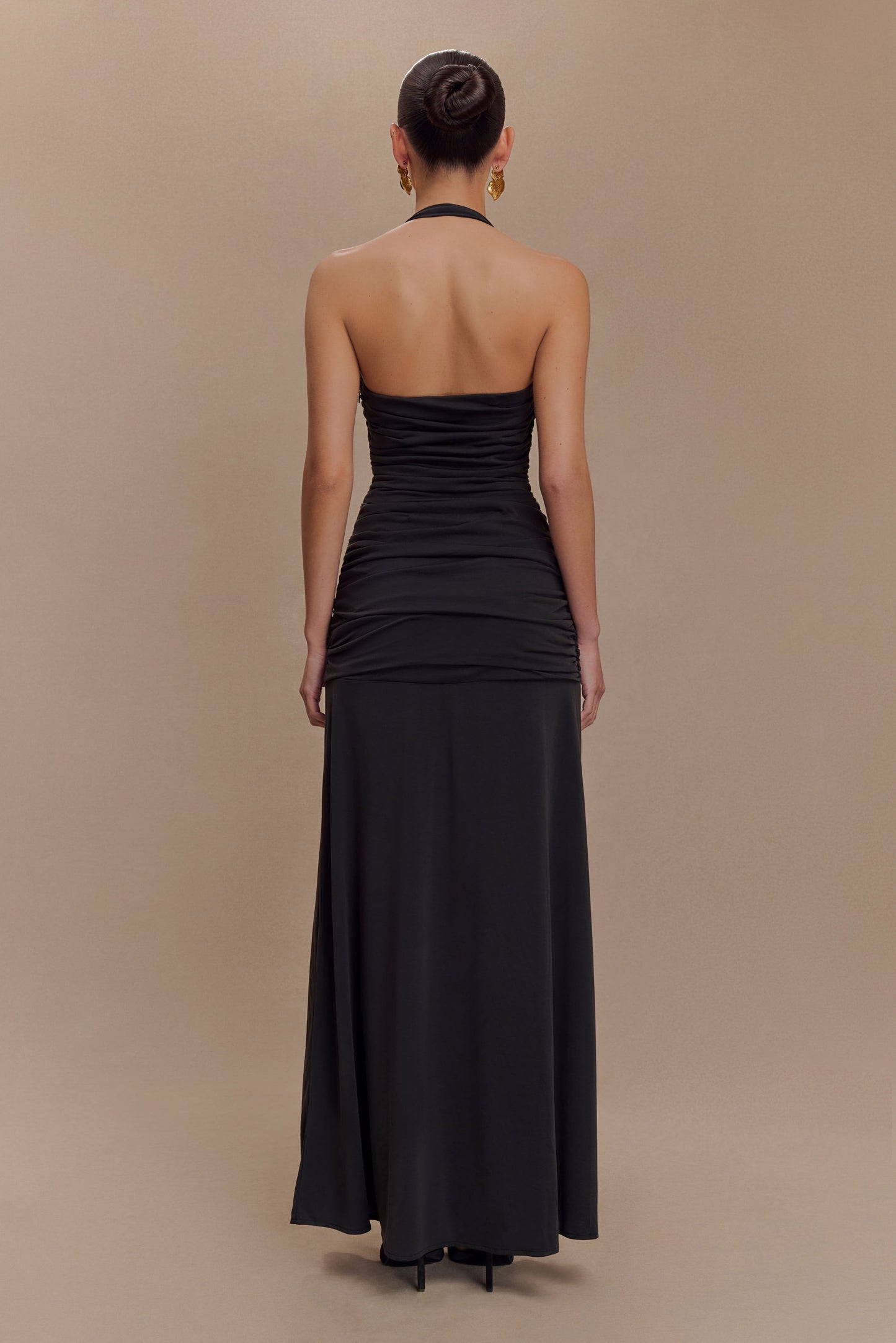 Bentley Peached Jersey Halter Maxi Dress - Black