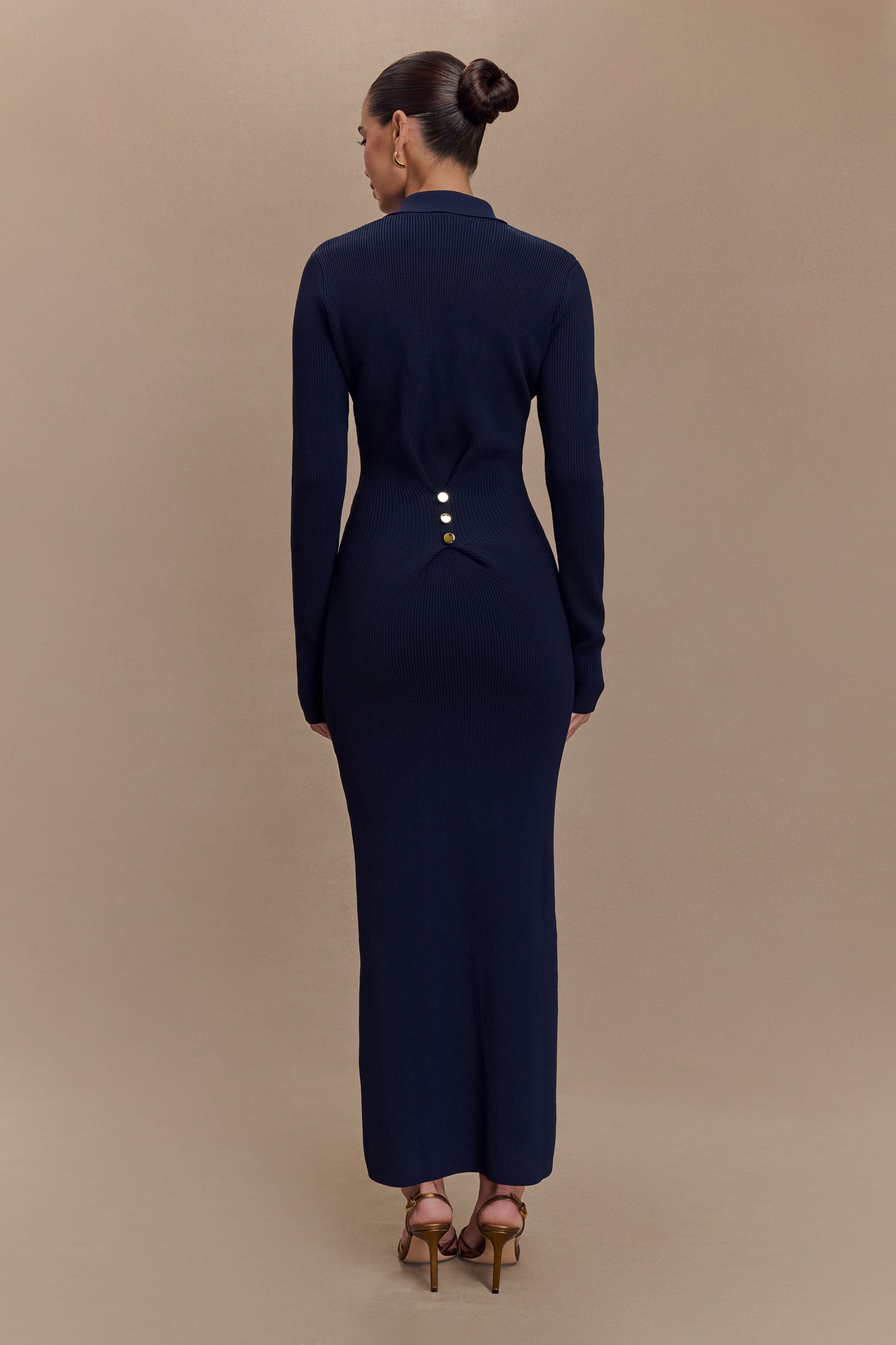 Abbey Buttoned Knit Midi Dress - Navy #2