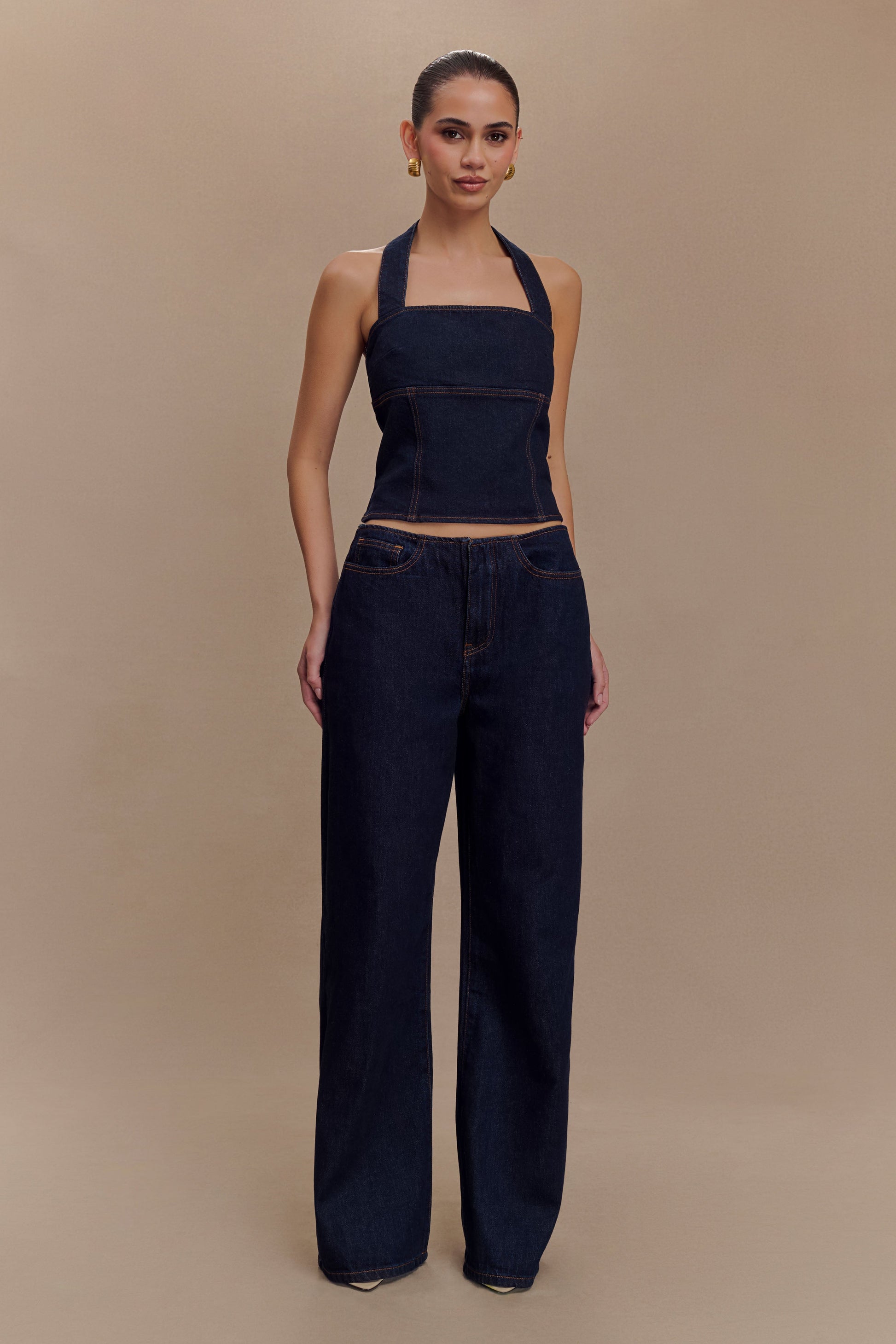 Caitlin Mid Rise Denim Jeans - Indigo Blue #5