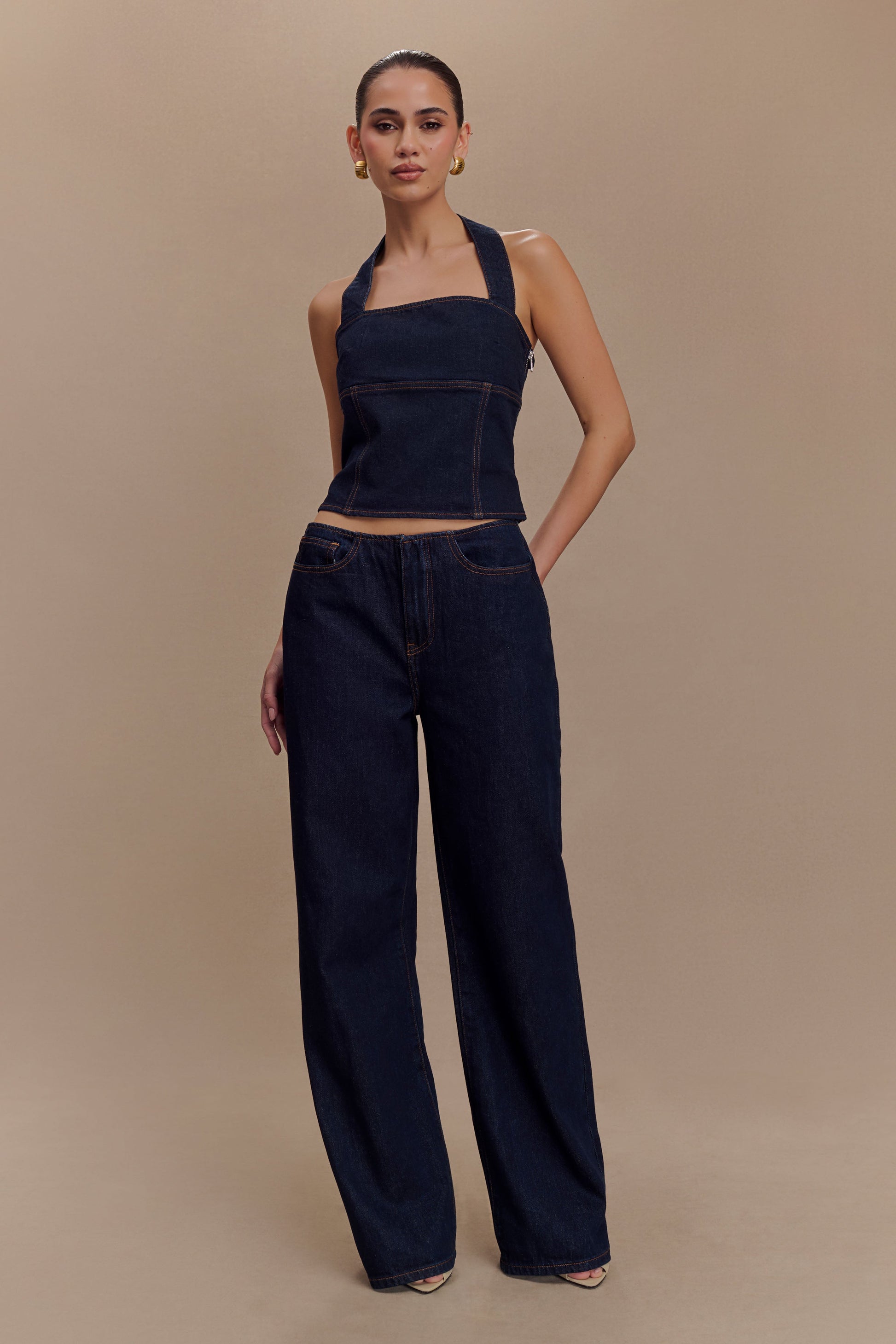 Caitlin Mid Rise Denim Jeans - Indigo Blue #3