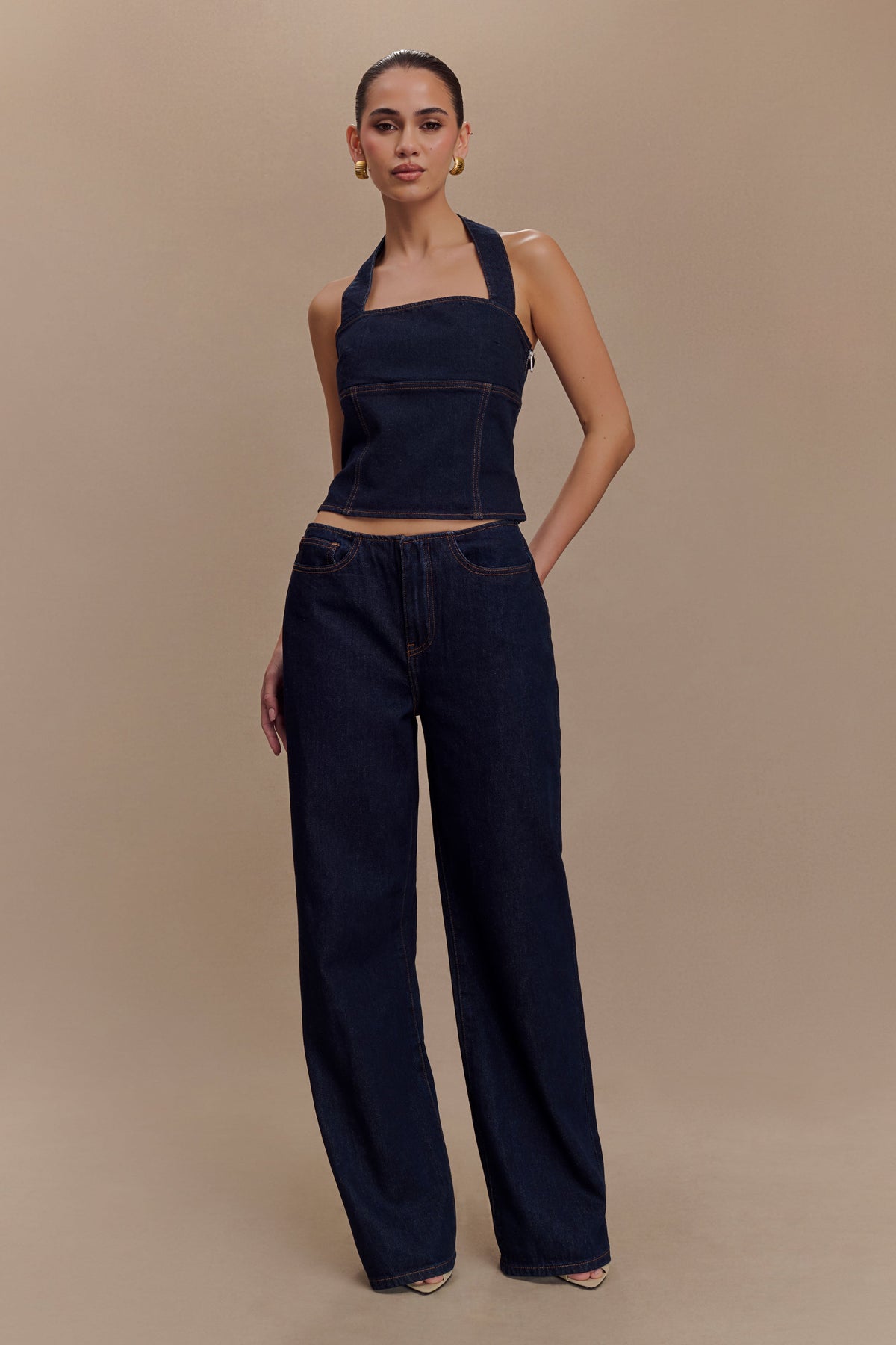 Caitlin Mid Rise Denim Jeans - Indigo Blue #3