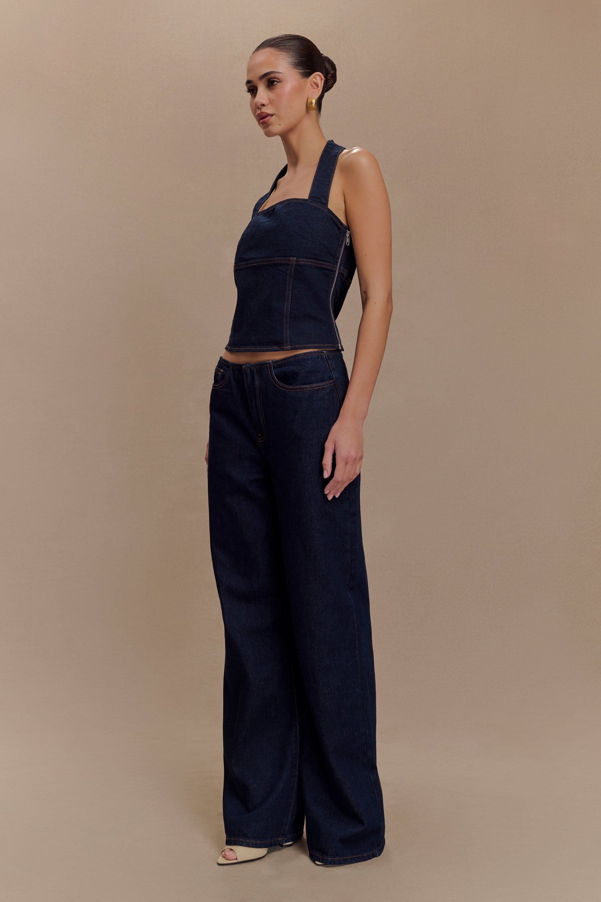 Caitlin Mid Rise Denim Jeans - Indigo Blue #4