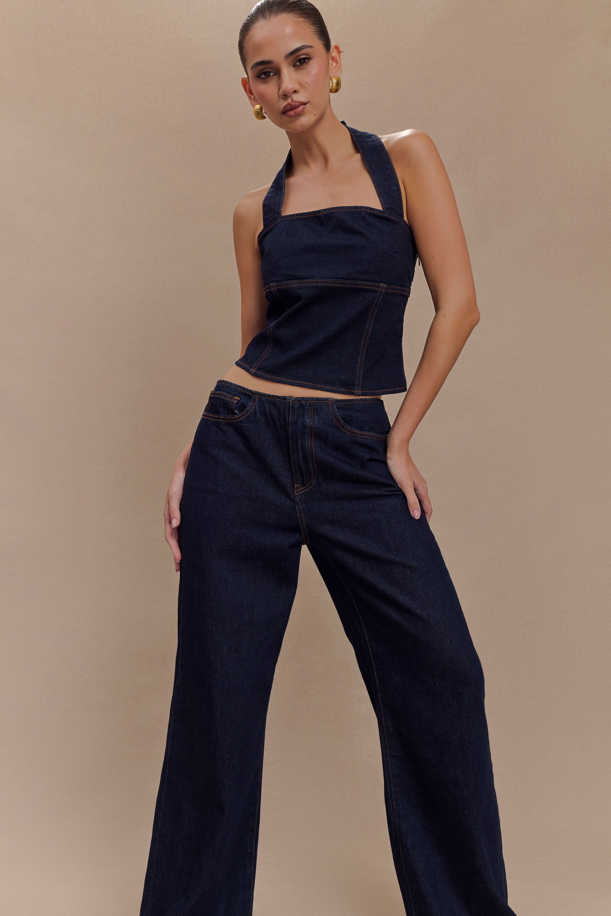 Dayna Denim Halter Top - Indigo Blue #4