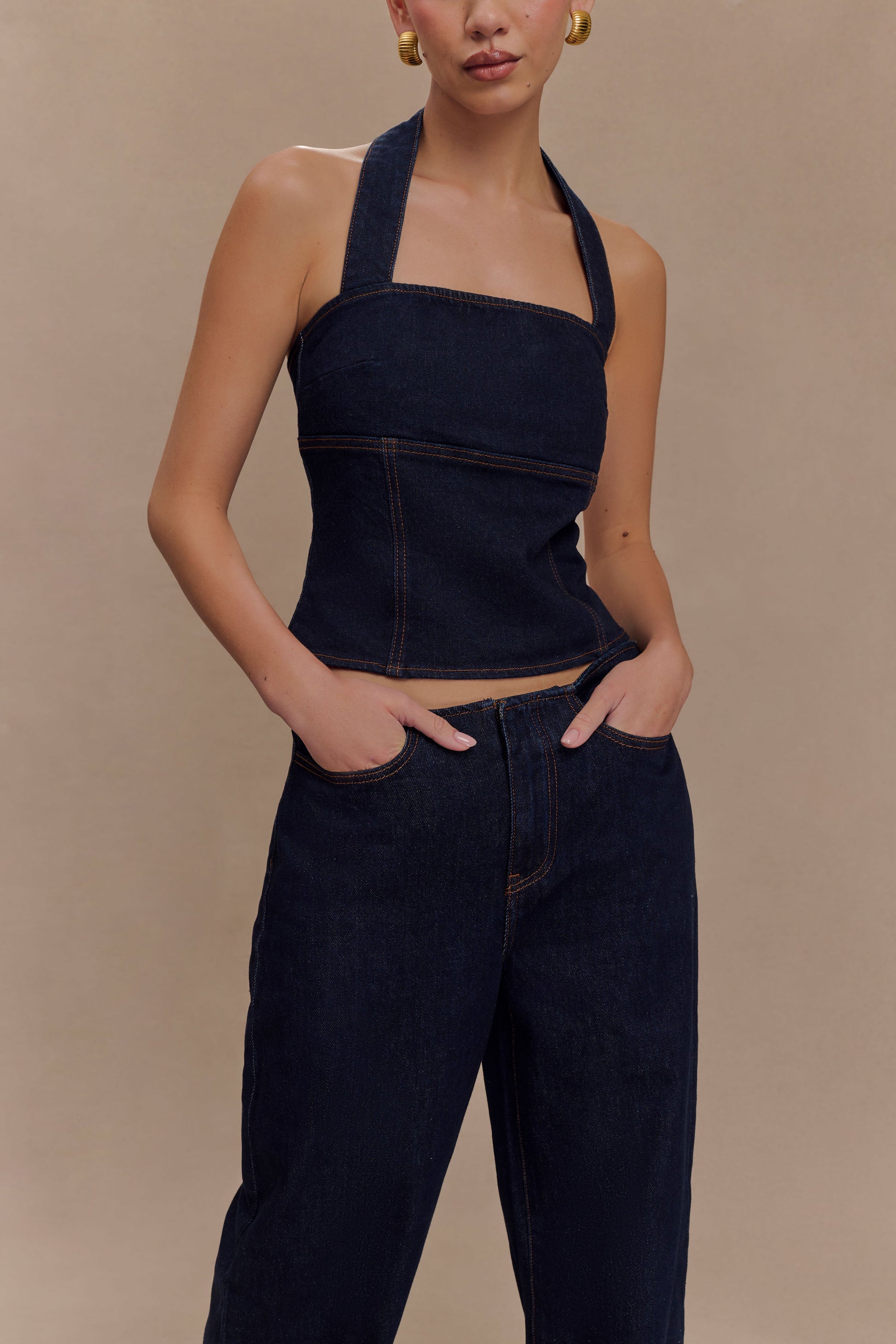 Dayna Denim Halter Top - Indigo Blue #5