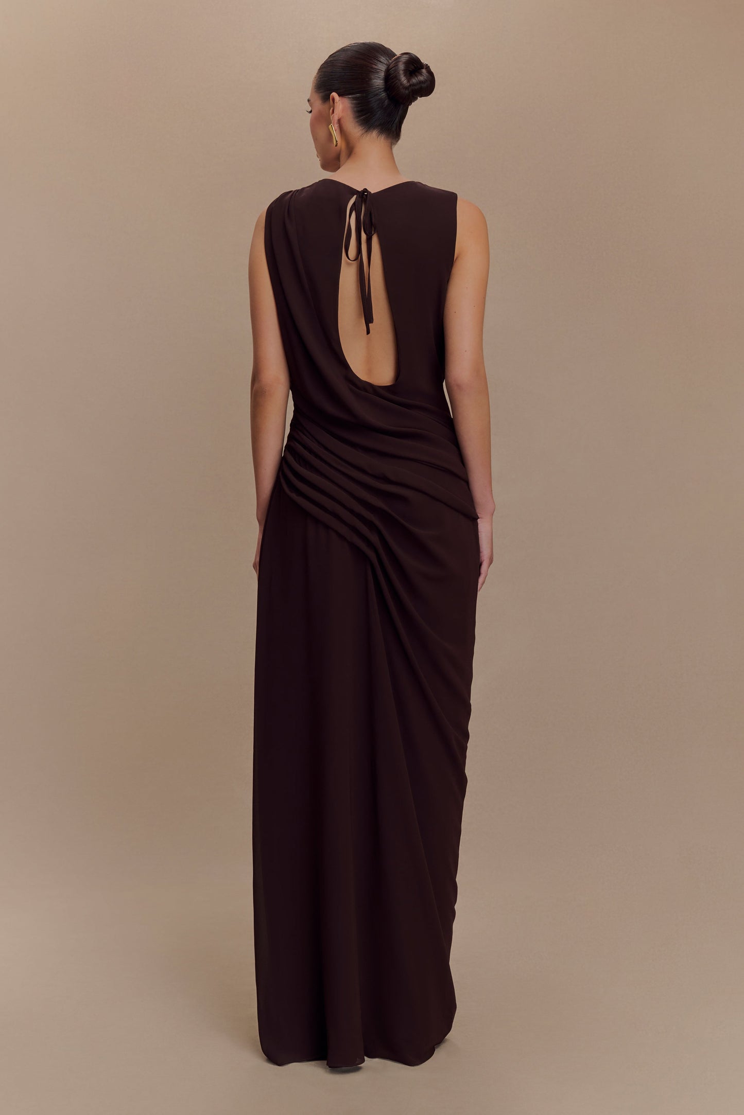 Oria Chiffon Maxi Dress - Cacao Brown