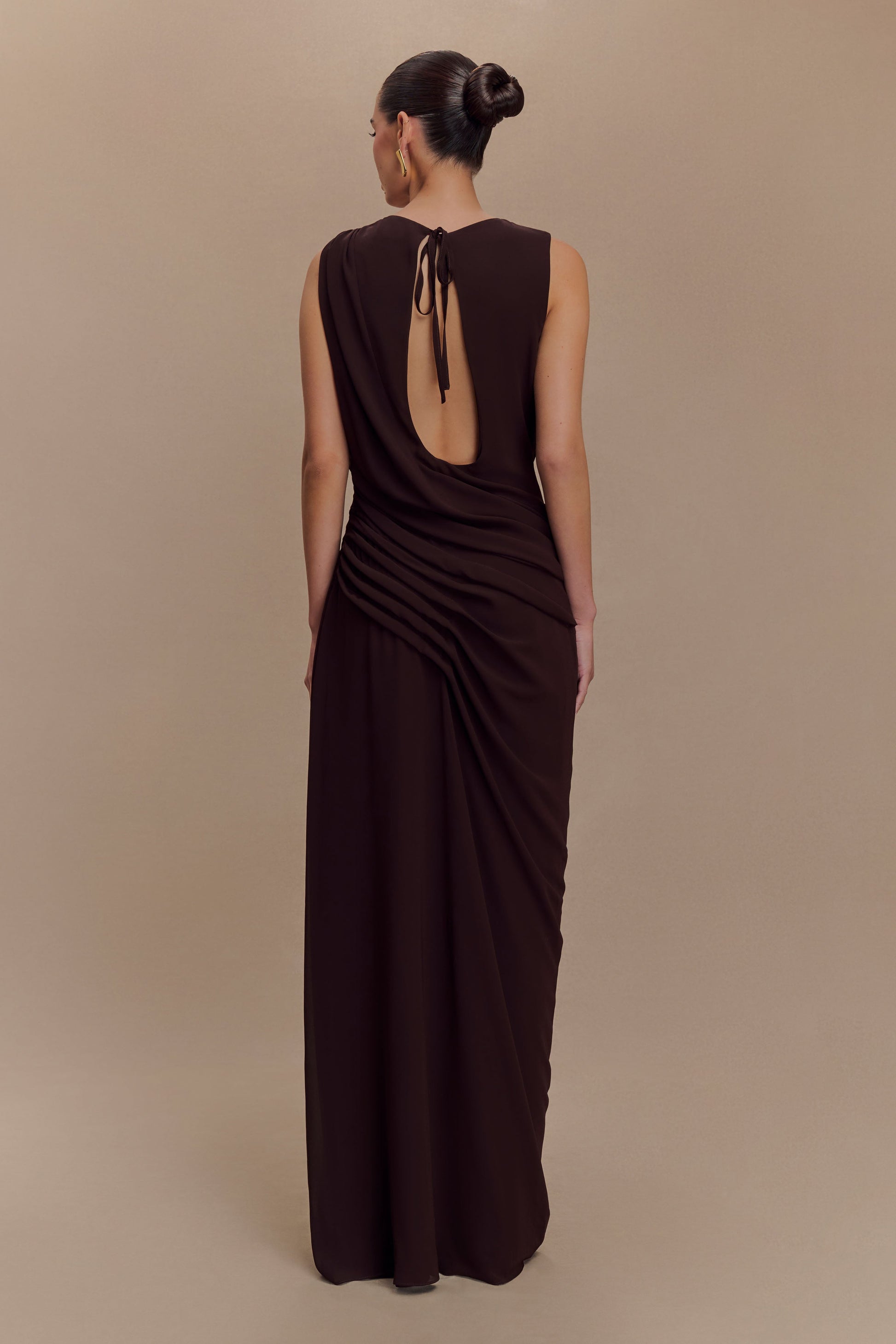 Oria Chiffon Maxi Dress - Cacao Brown #2