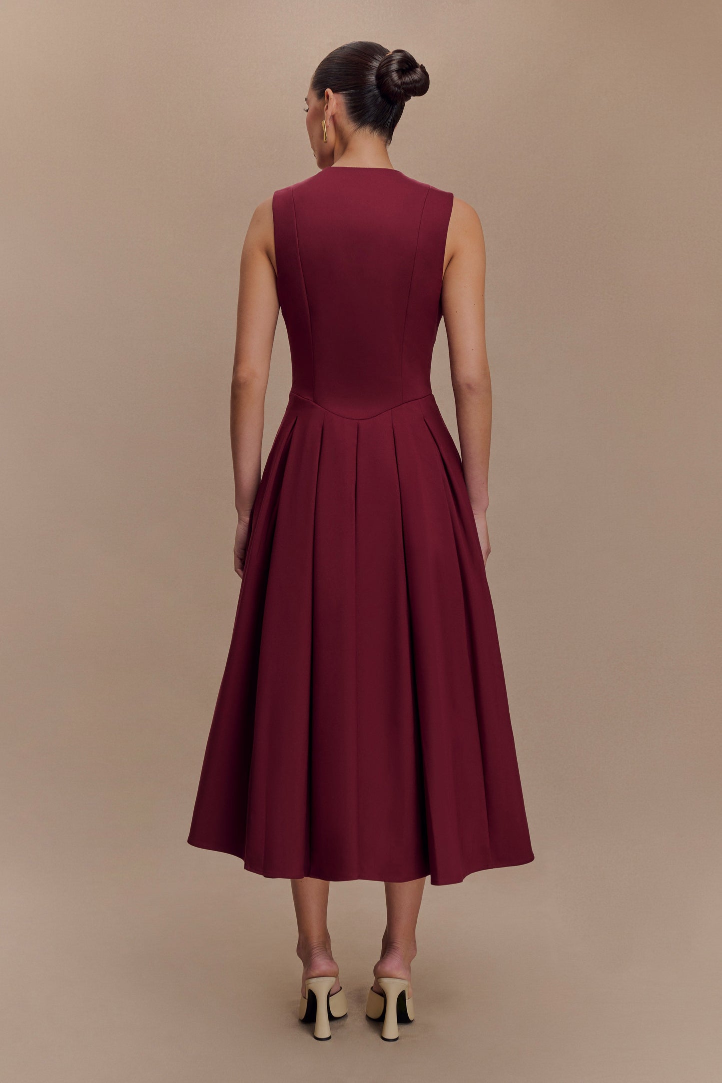 Keely Cotton Sleeveless Midi Dress - Wine