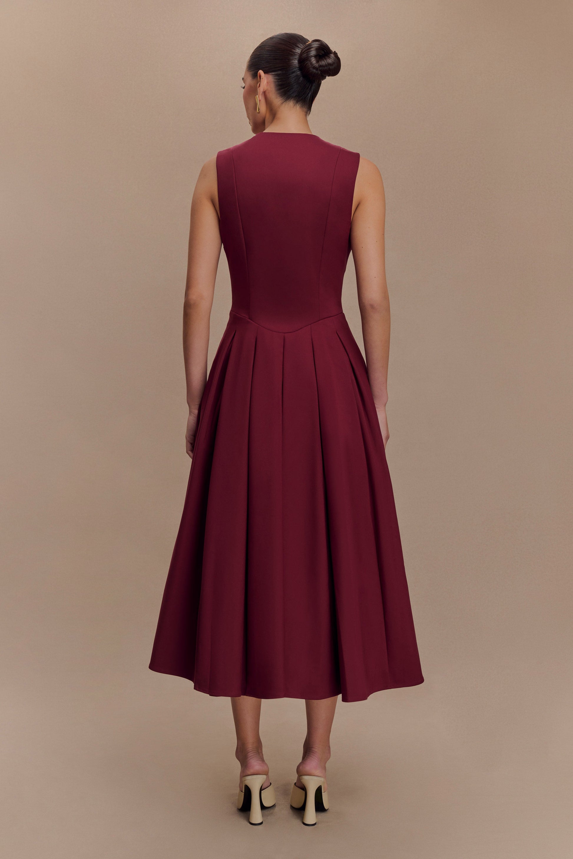 Keely Cotton Sleeveless Midi Dress - Wine #2