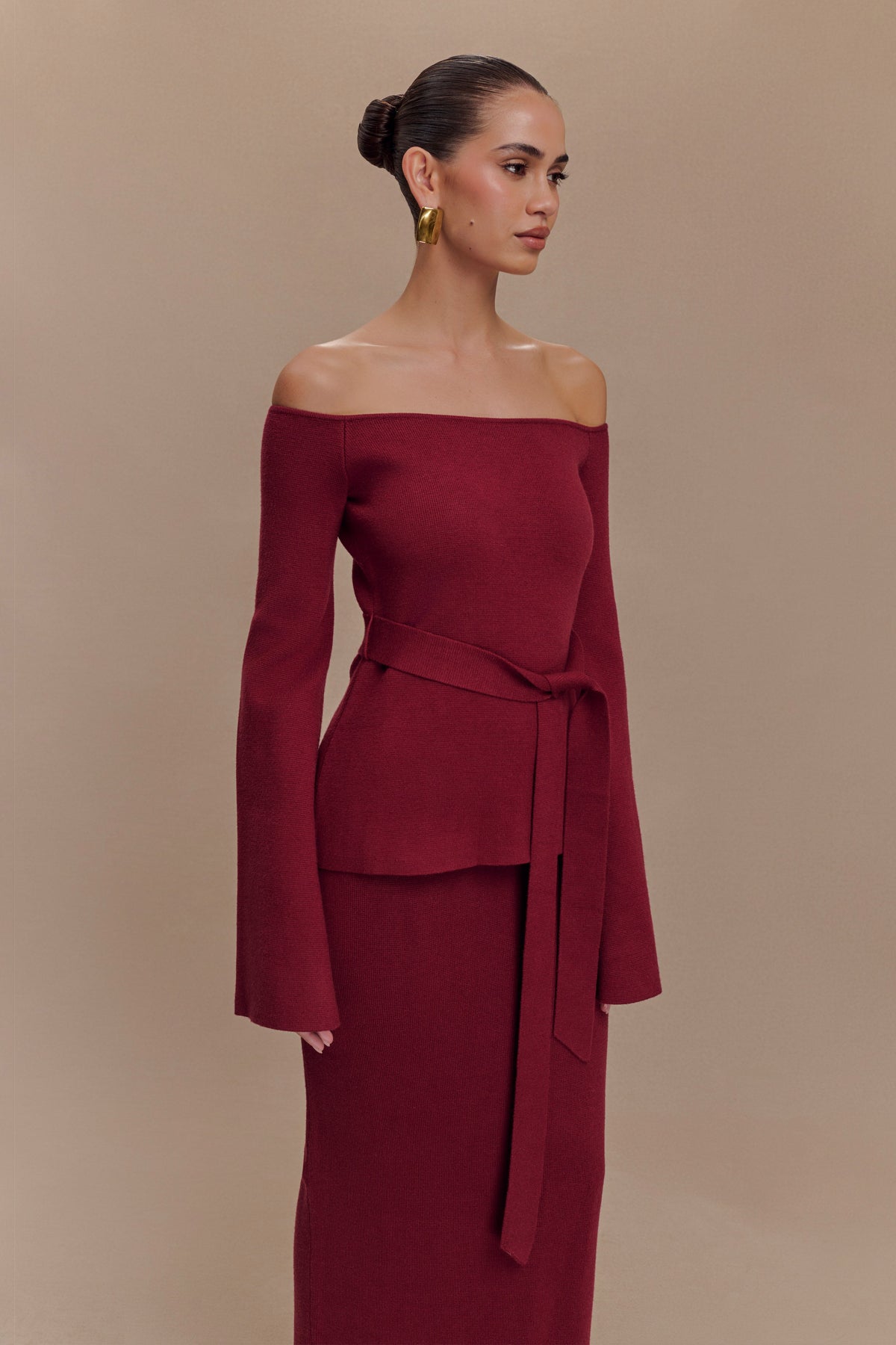 Kyle Off Shoulder Knit Top - Cherry Red #4