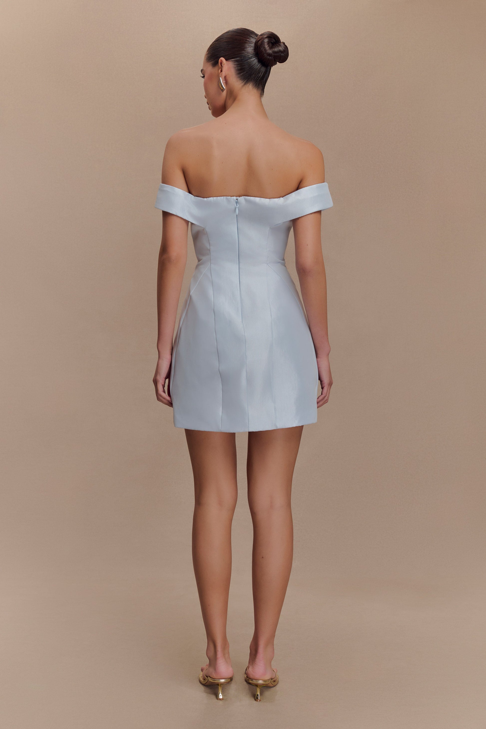 Diana Off Shoulders Mini Dress - Powder Baby Blue #5