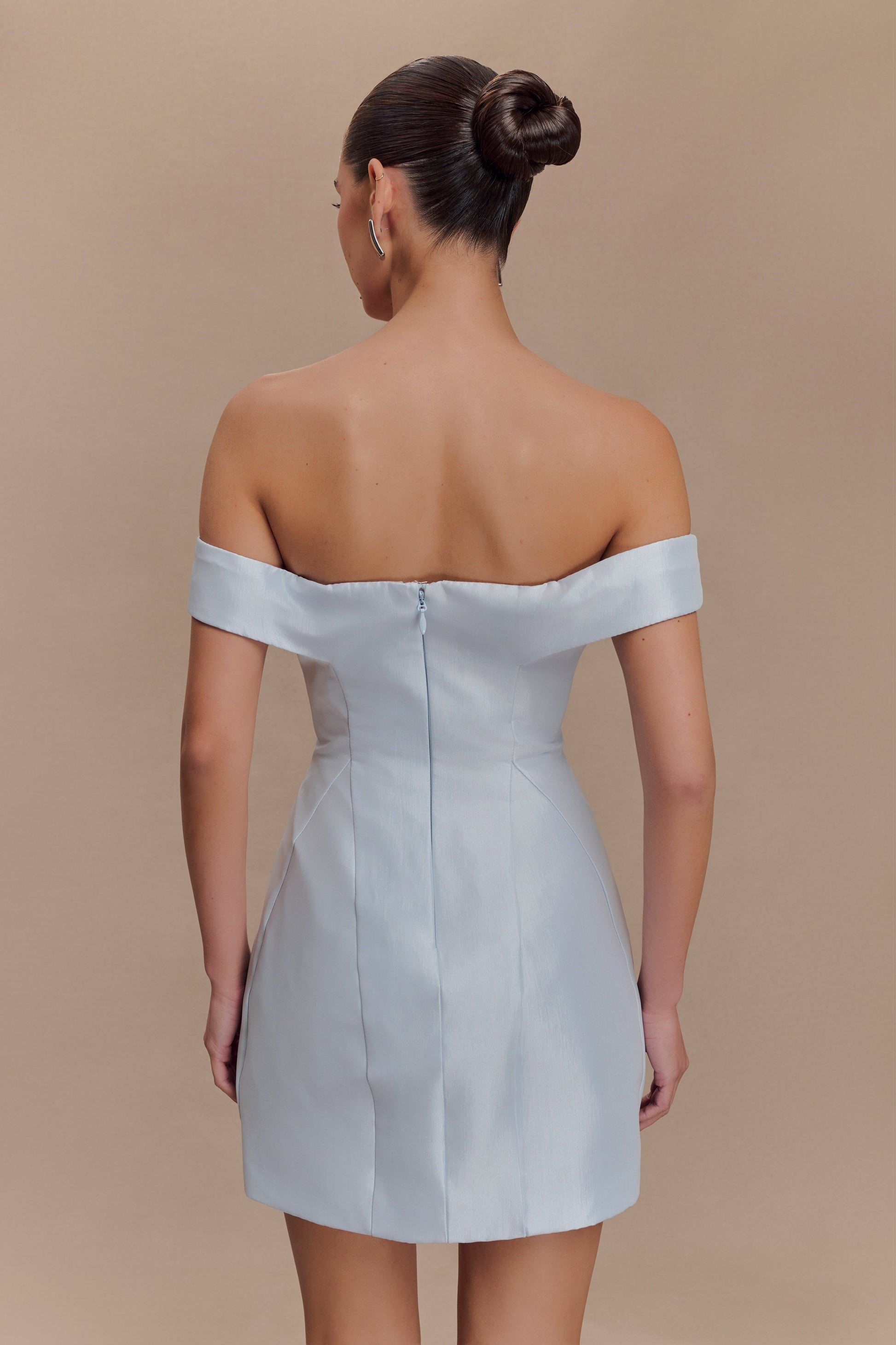 Diana Off Shoulders Mini Dress - Powder Baby Blue #2