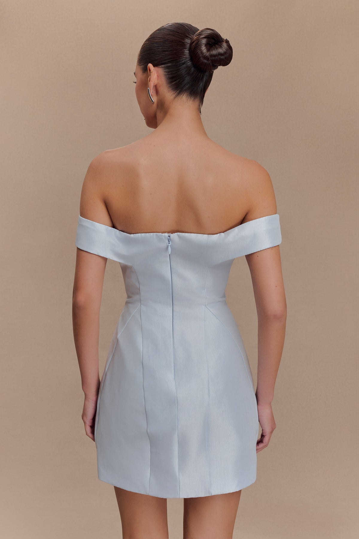 Diana Off Shoulders Mini Dress - Powder Baby Blue #2