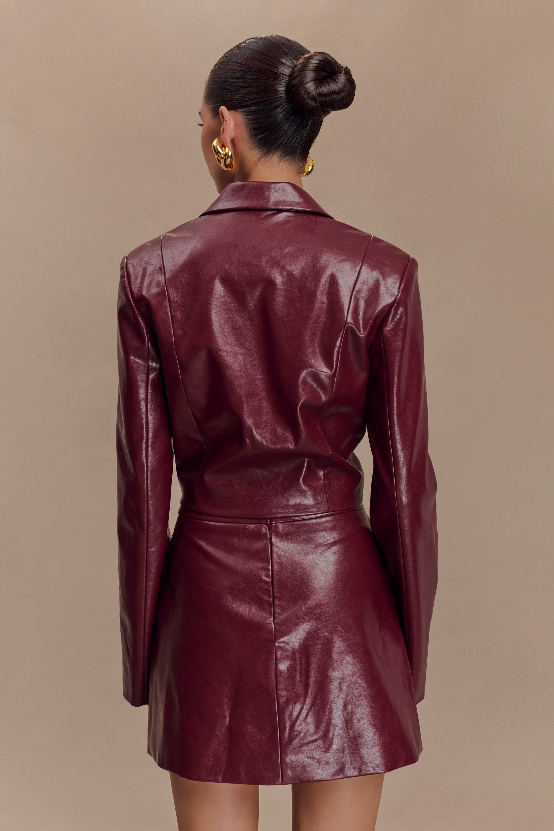 Oli Faux Leather Long Sleeve Top - Cherry Red #3