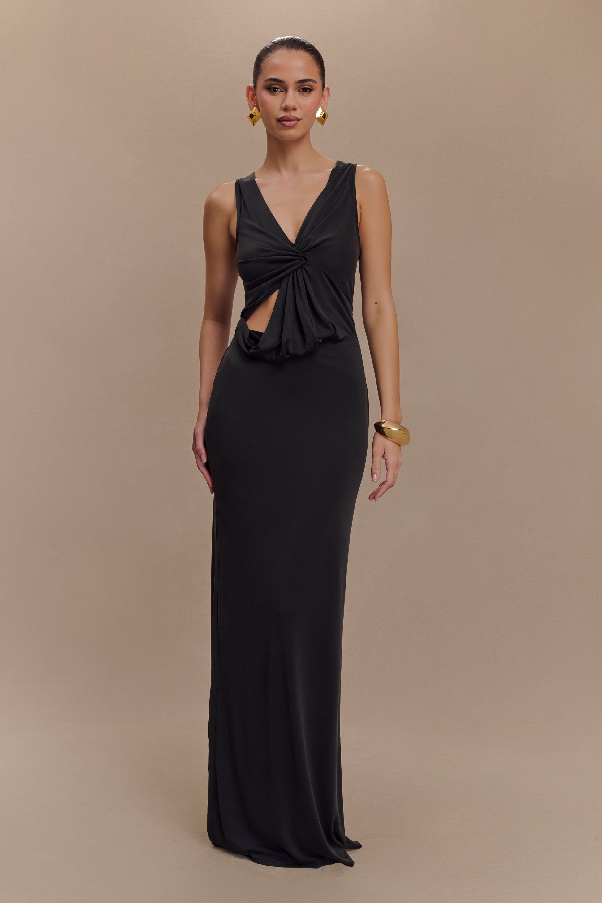 Kassidy Peached Jersey Maxi Dress - Black #5