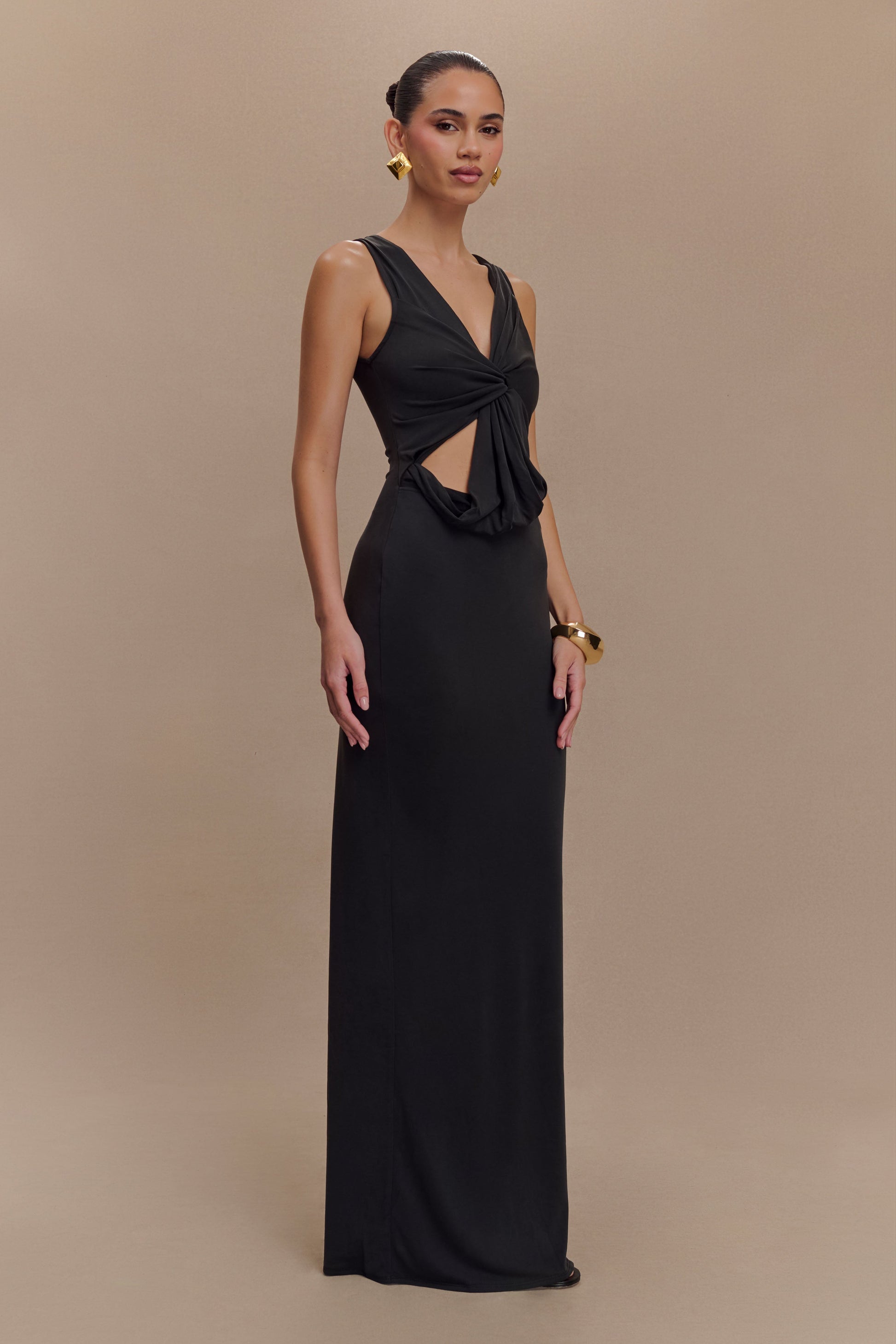 Kassidy Peached Jersey Maxi Dress - Black #4