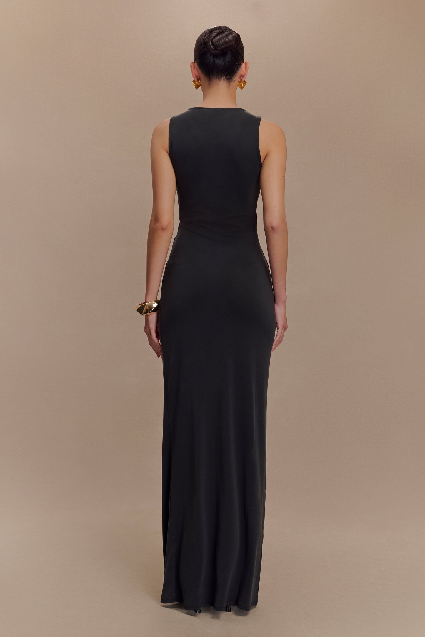 Kassidy Peached Jersey Maxi Dress - Black