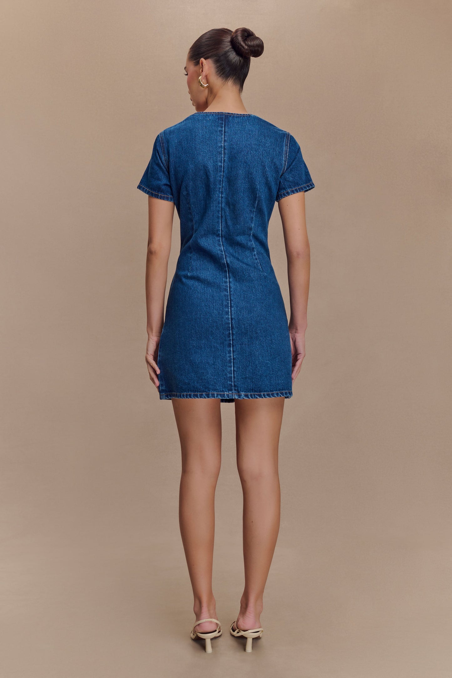 Monica Sweetheart Denim Mini Dress - Dark Blue