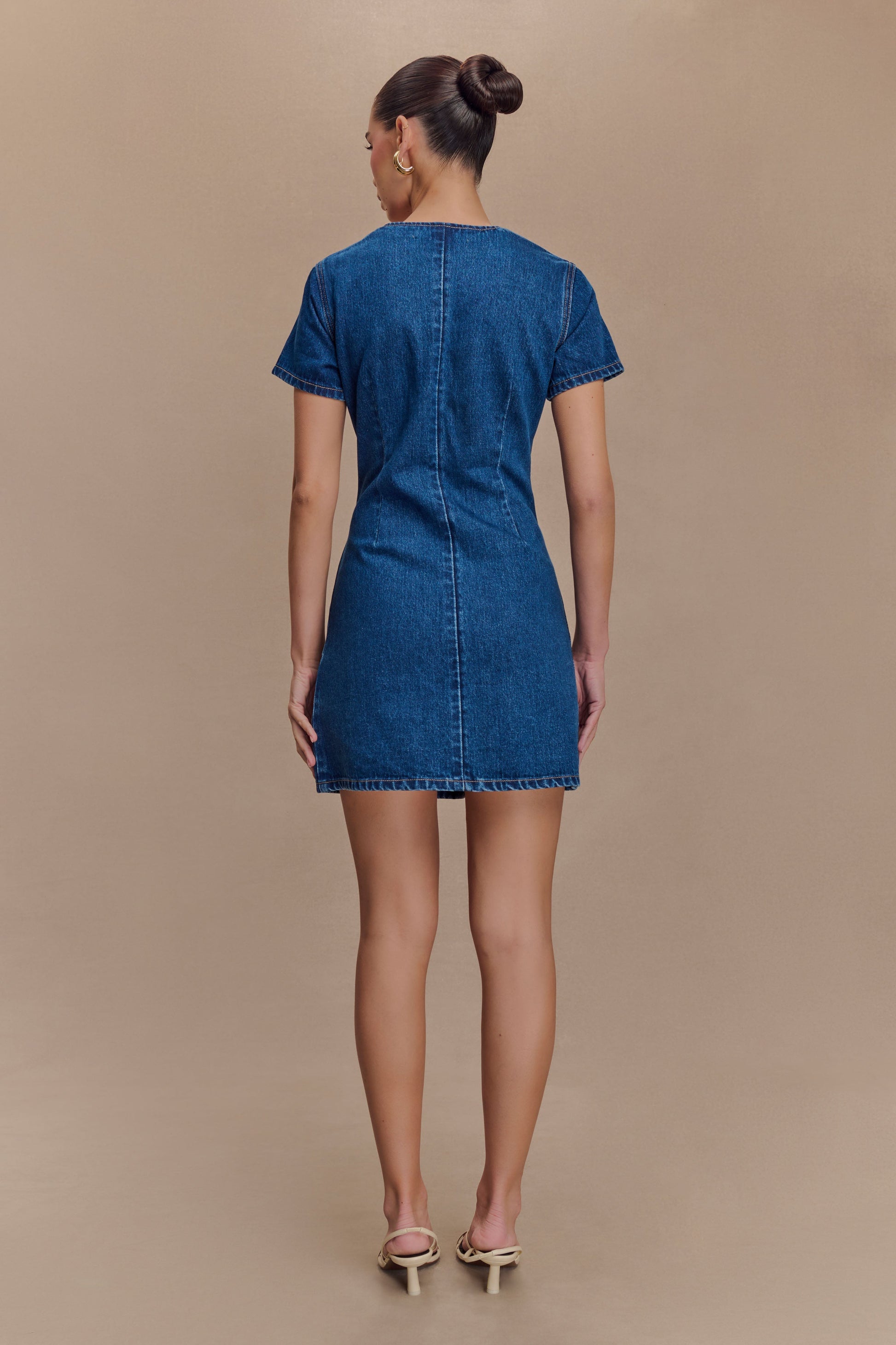 Monica Sweetheart Denim Mini Dress - Dark Blue #4
