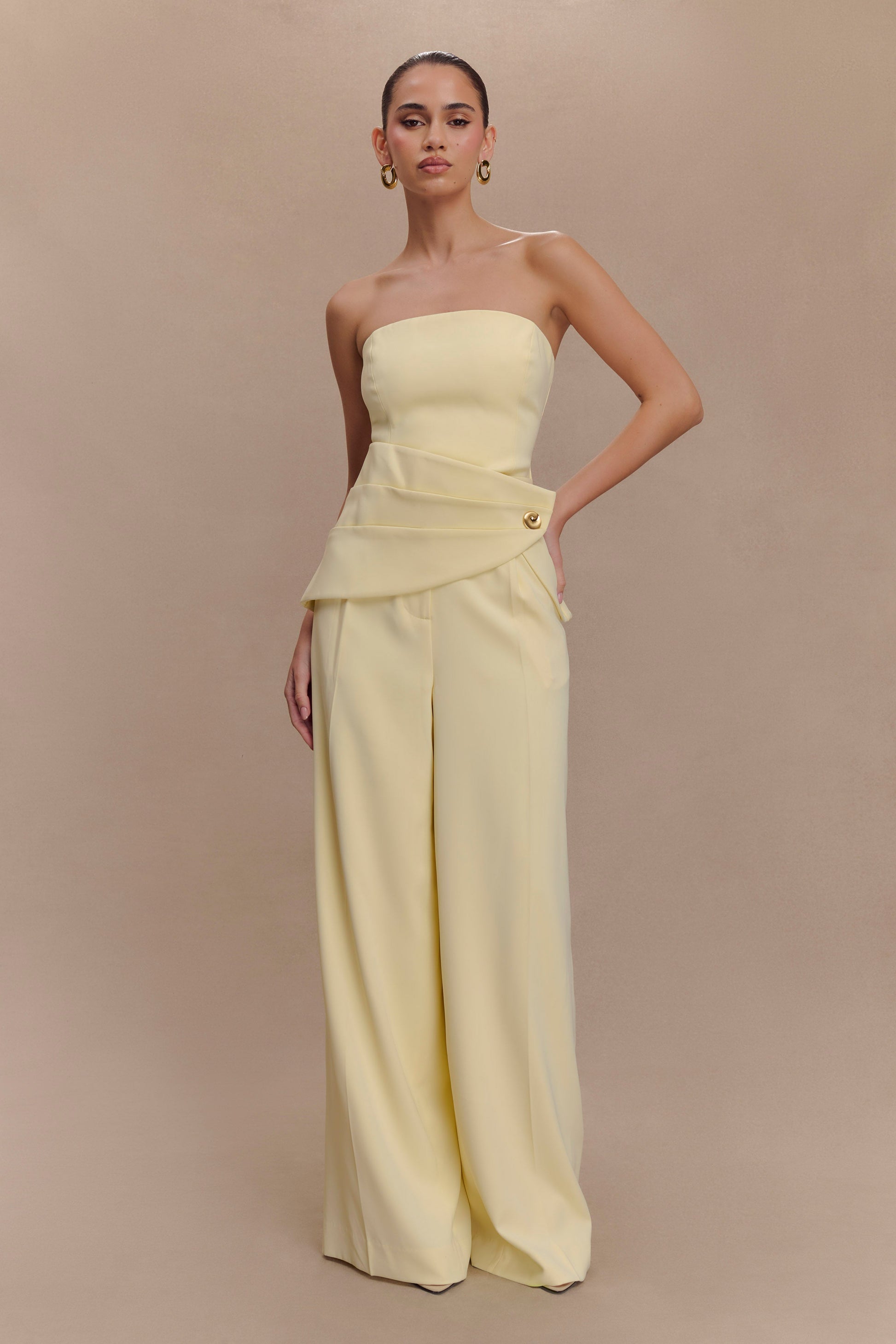 Faith Suiting Wide Leg Pant - Lemon Cream #5