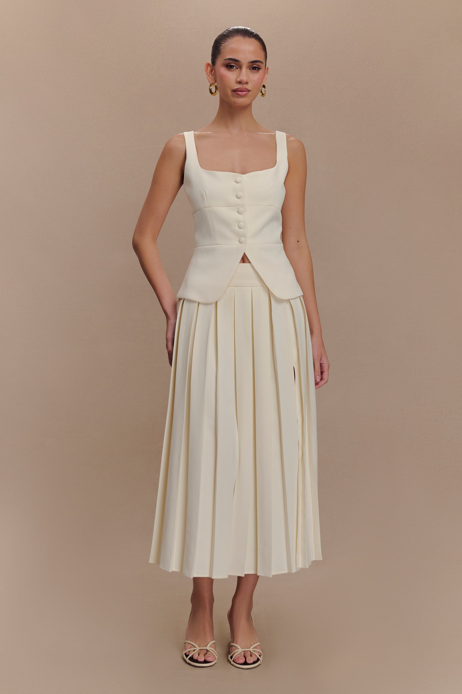 Sunny Pleated Midi Skirt - Ivory #2