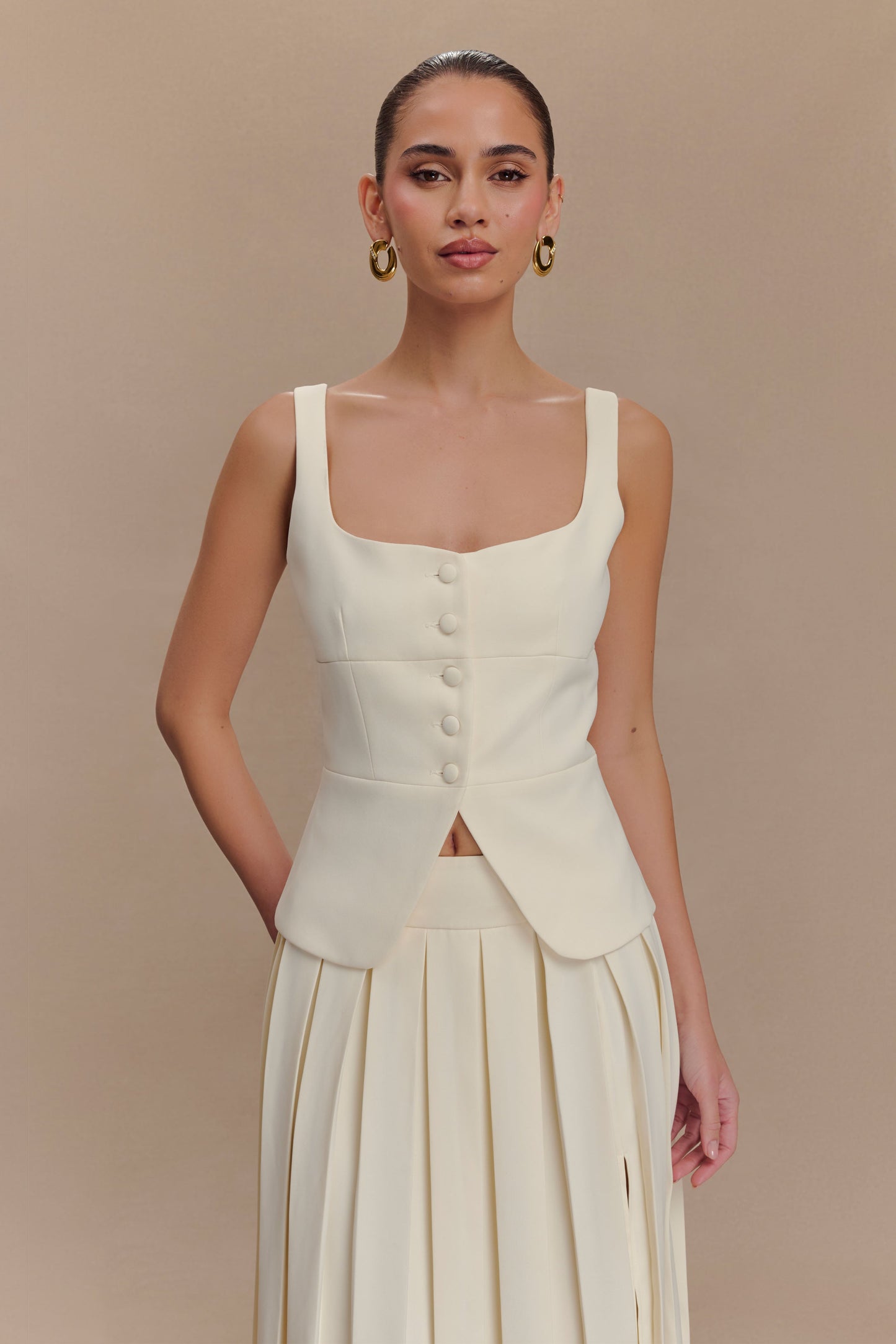 Sunny Suiting Peplum Top - Ivory