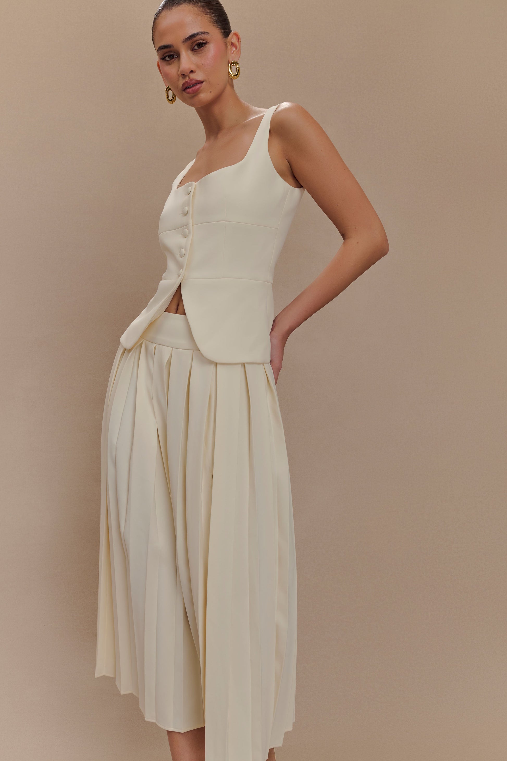 Sunny Suiting Peplum Top - Ivory #4