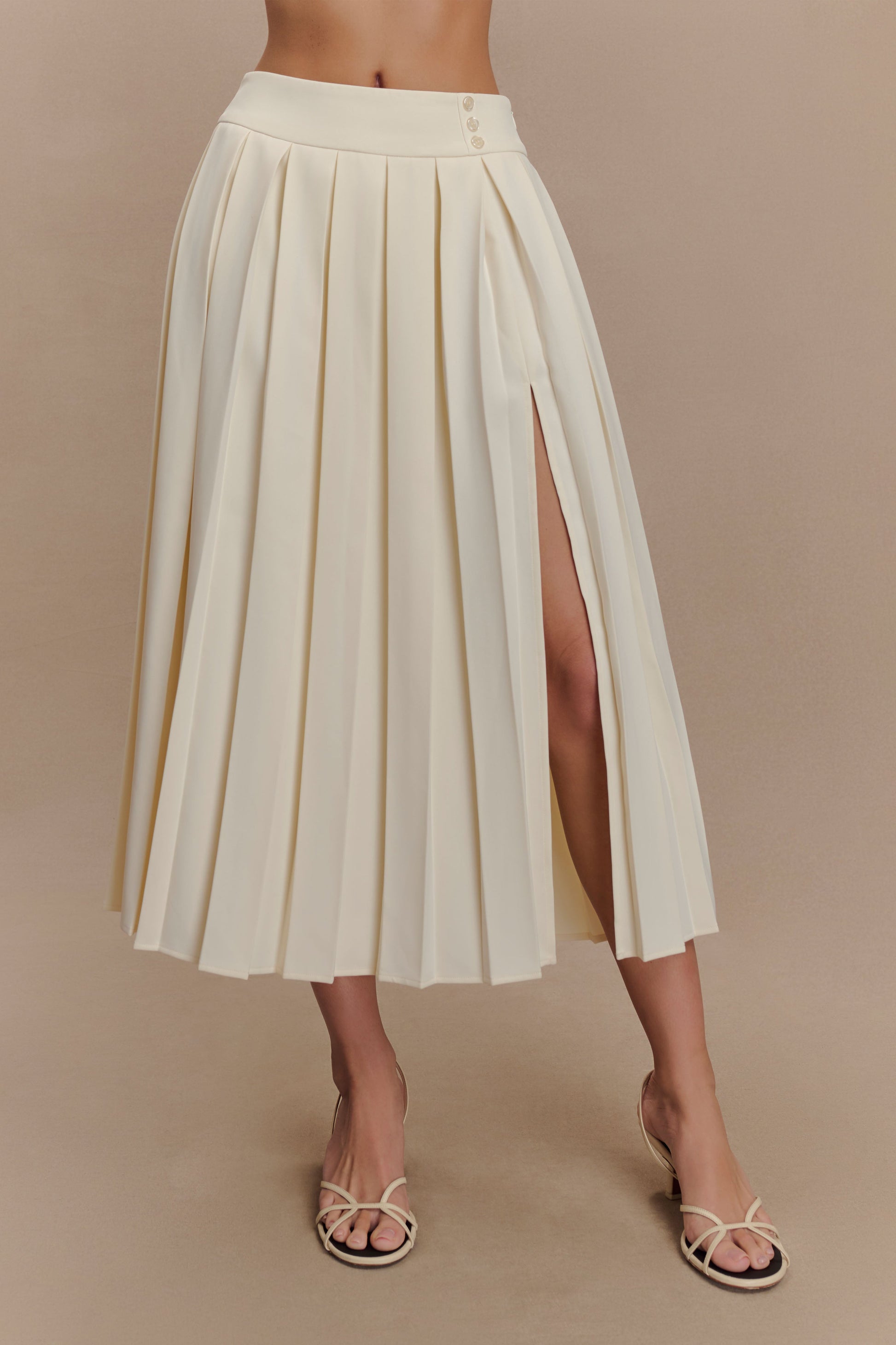 Sunny Pleated Midi Skirt - Ivory #6