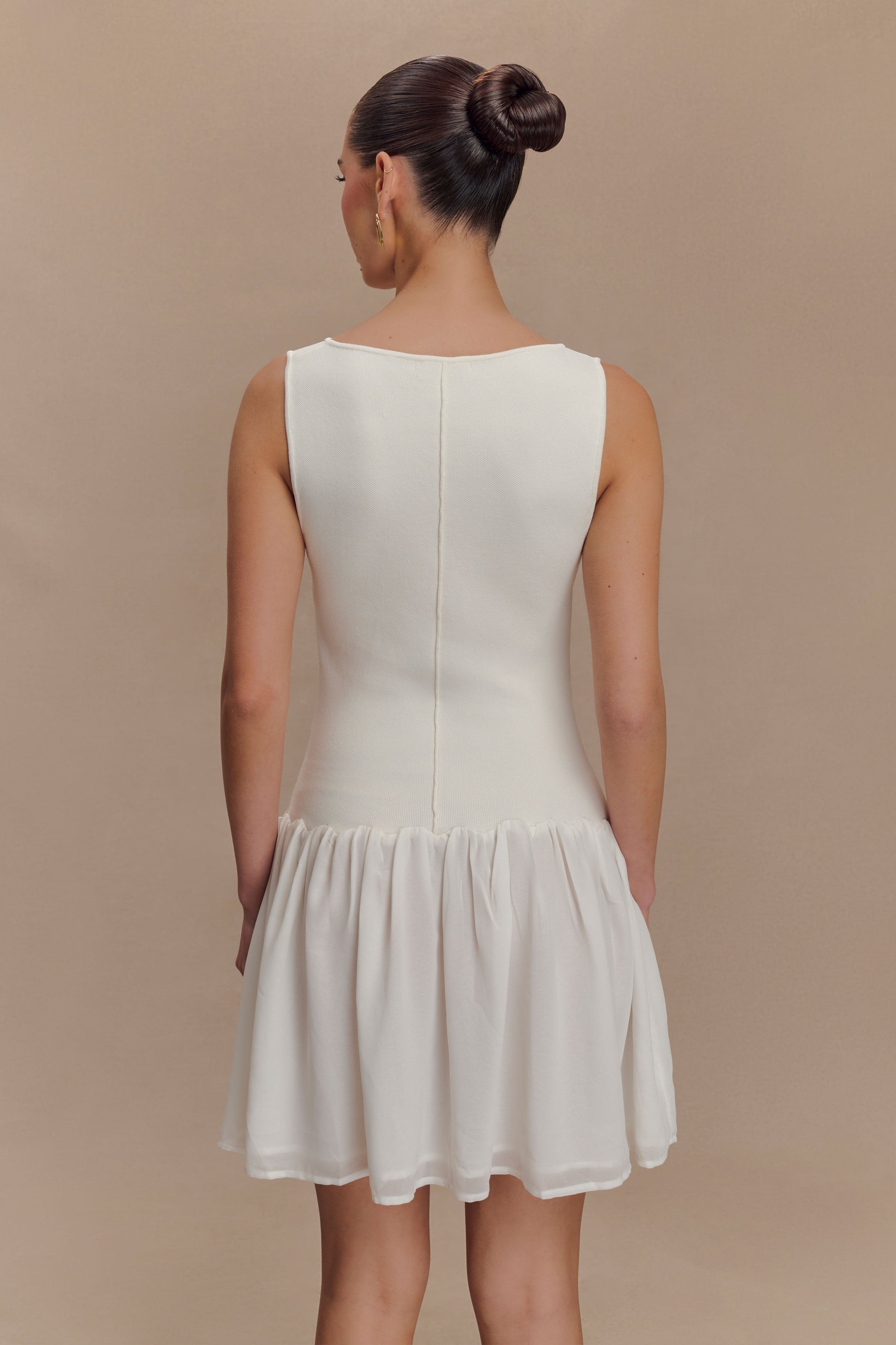 Ashleigh Knit And Chiffon Mini Dress - Ivory #2