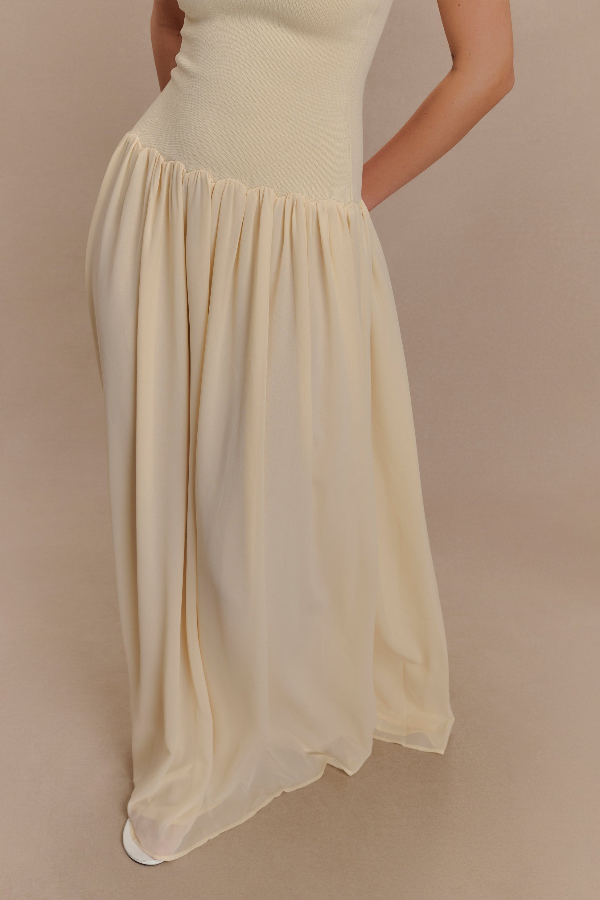 Lyanna Knit And Chiffon Strapless Maxi Dress - Cream #5