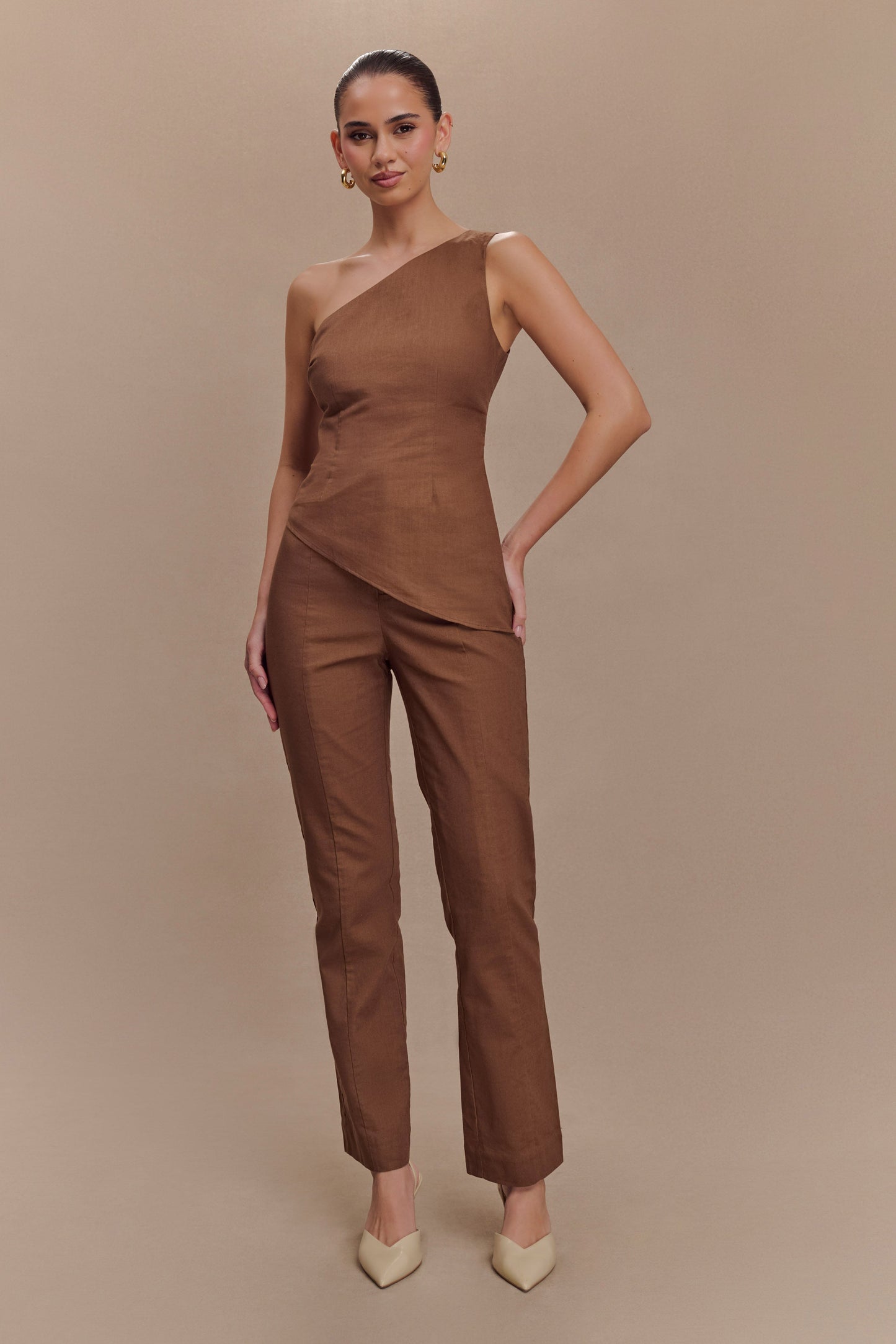 Dora Linen Straight Leg Pant - Cacao Brown