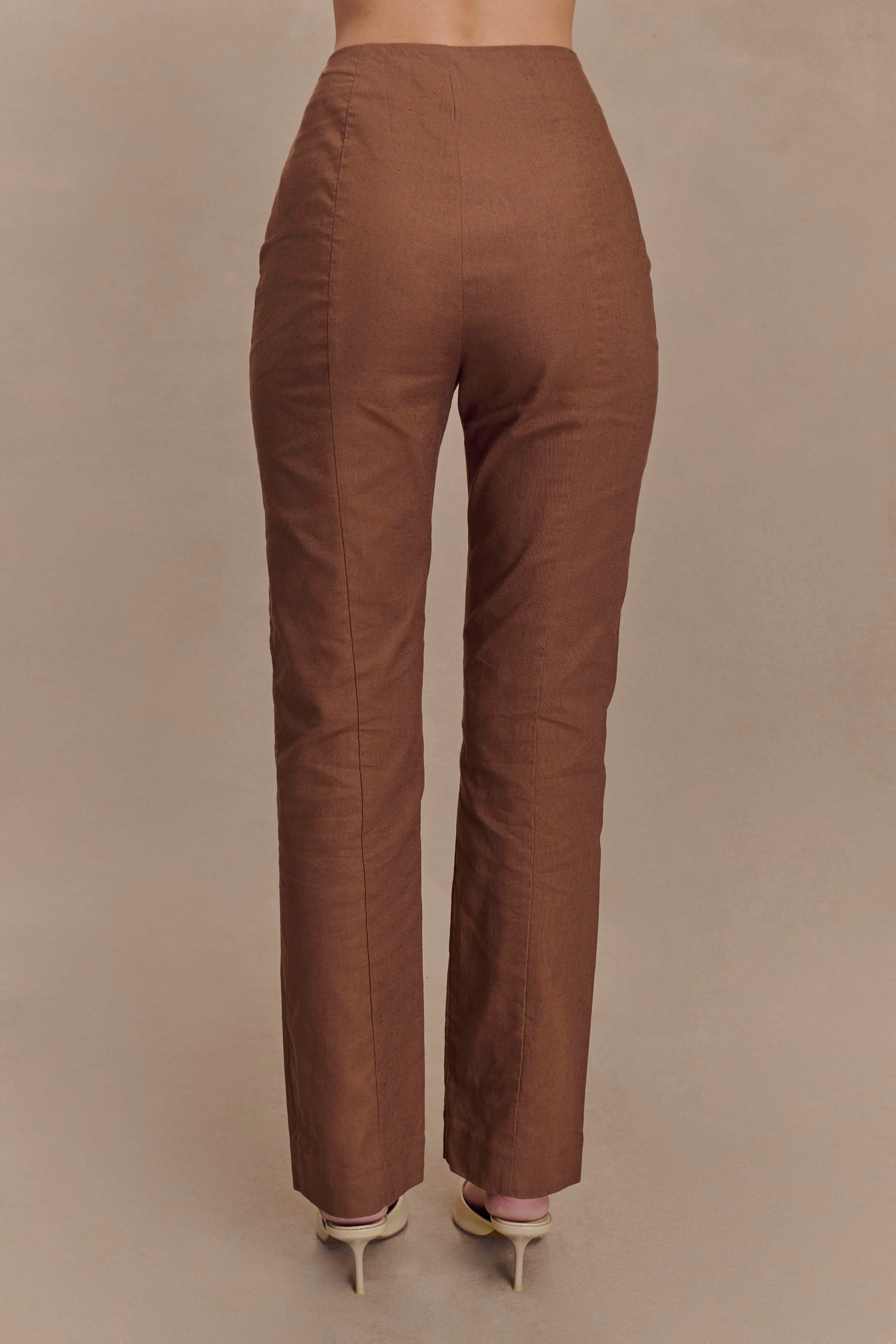 Dora Linen Straight Leg Pant - Cacao Brown #2