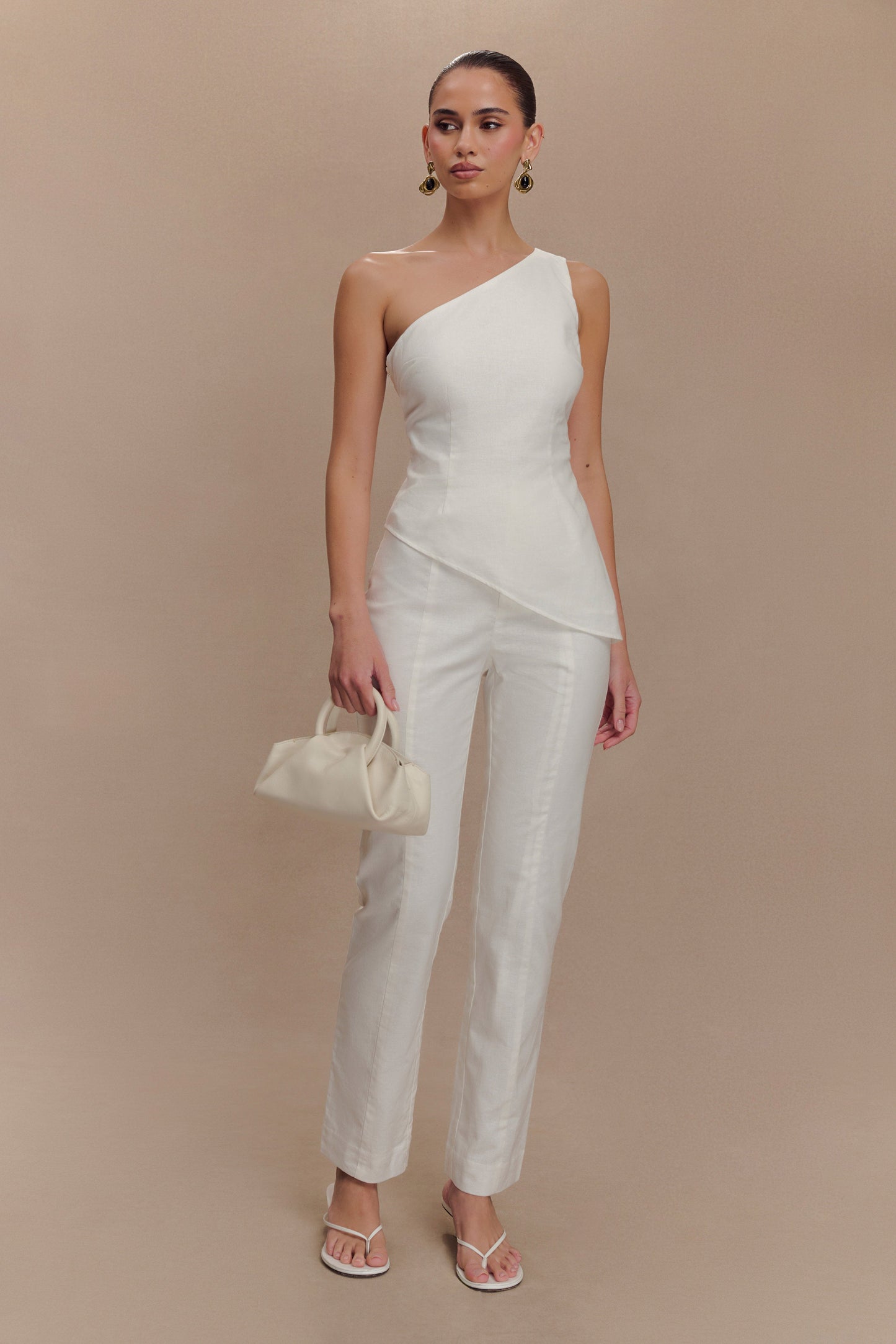 Dora Linen Straight Leg Pant - Ivory