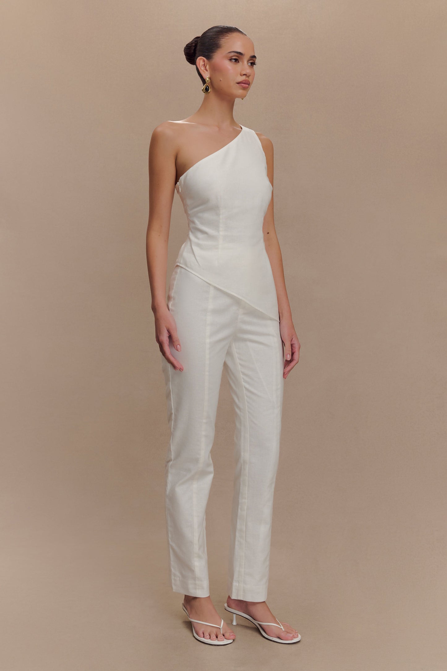 Dora Linen Straight Leg Pant - Ivory