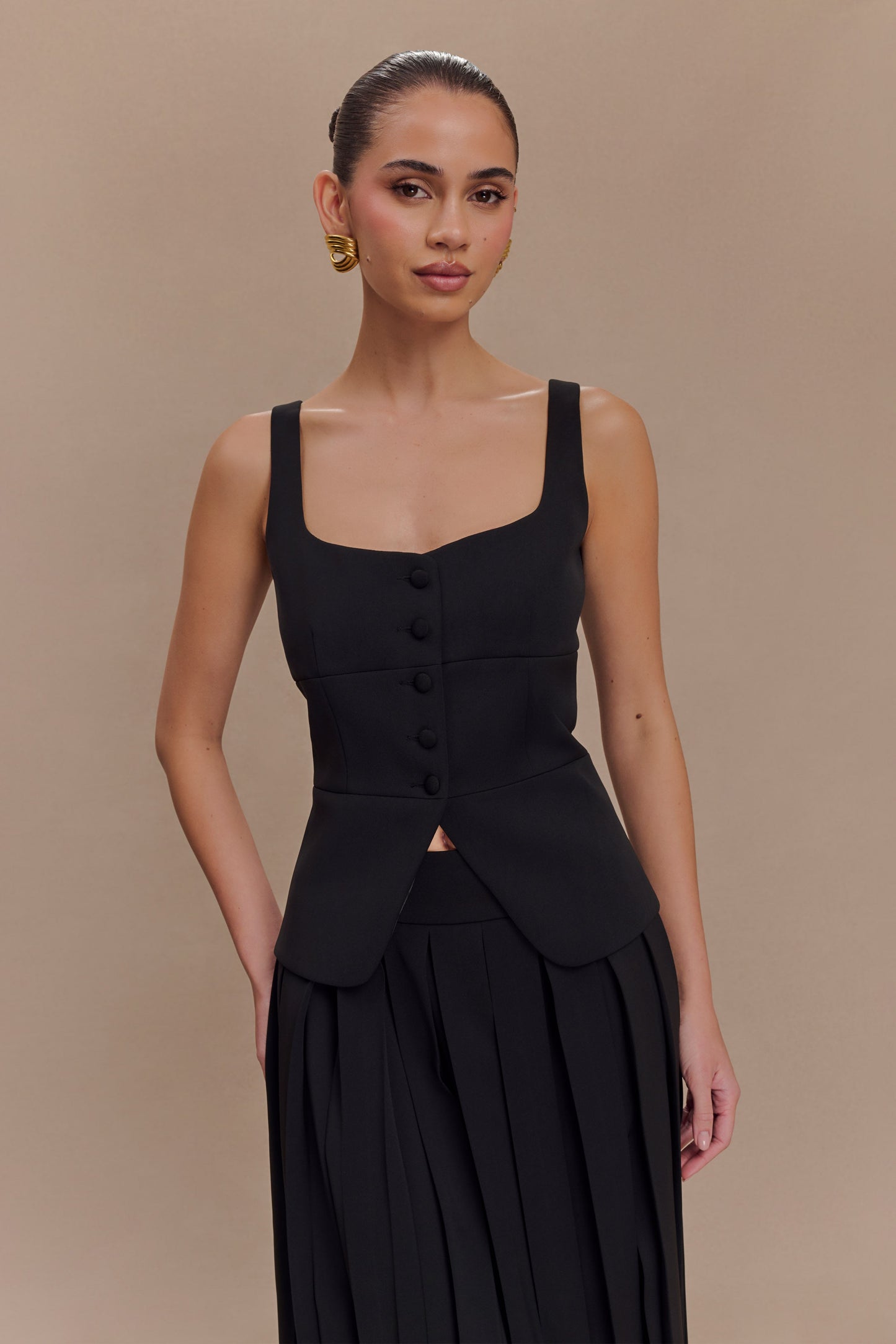 Sunny Suiting Peplum Top - Black