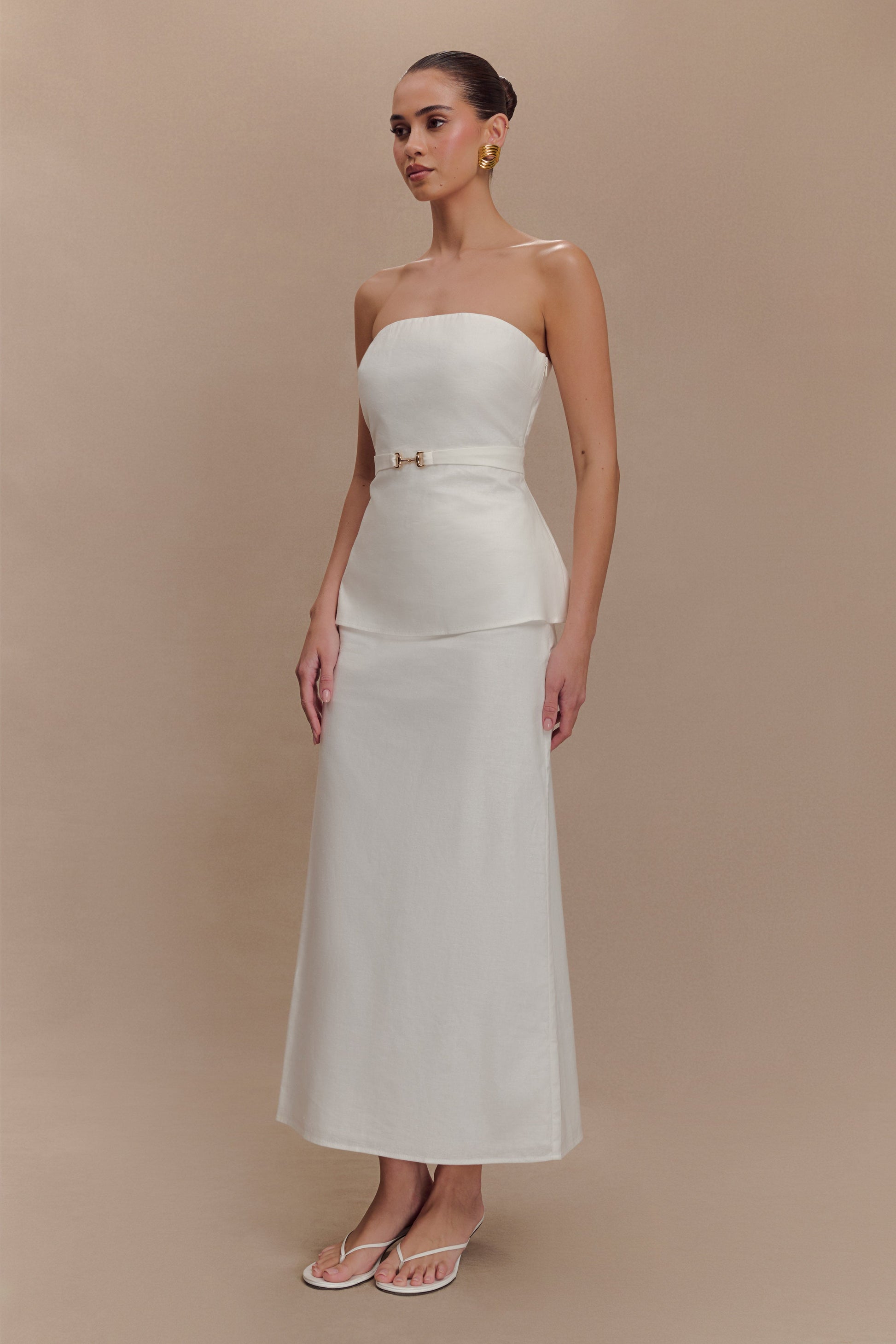 Dora Strapless Linen Top - Ivory #4