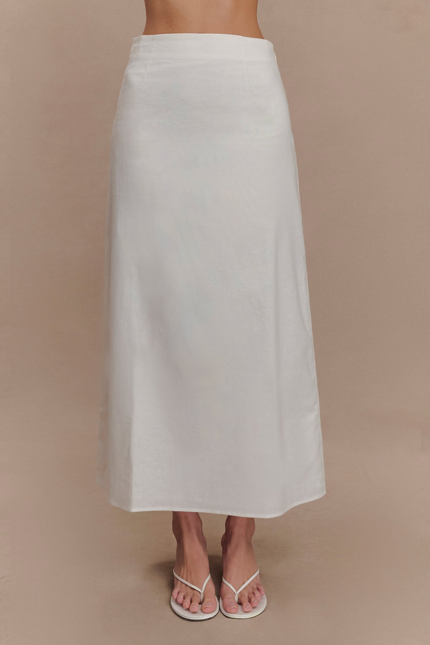 Dora Linen Midi Skirt - Ivory