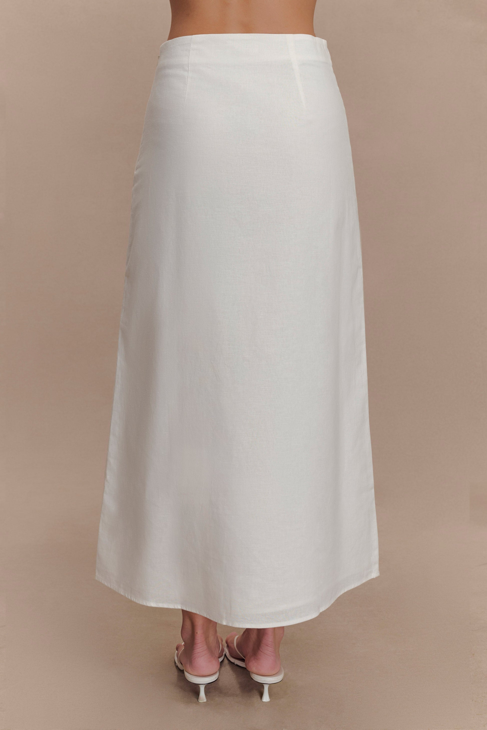 Dora Linen Midi Skirt - Ivory #2
