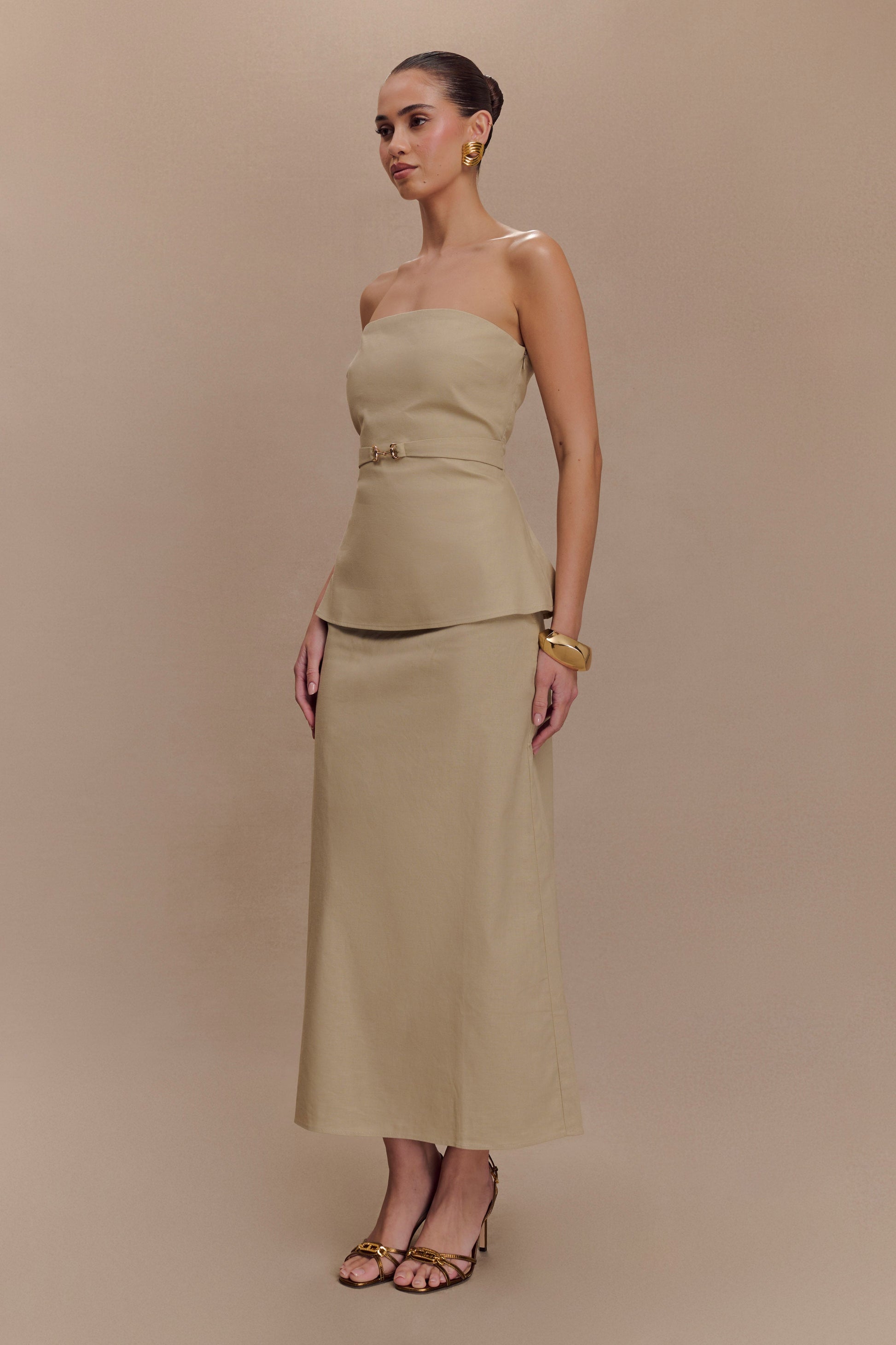 Dora Strapless Linen Top - Natural #4