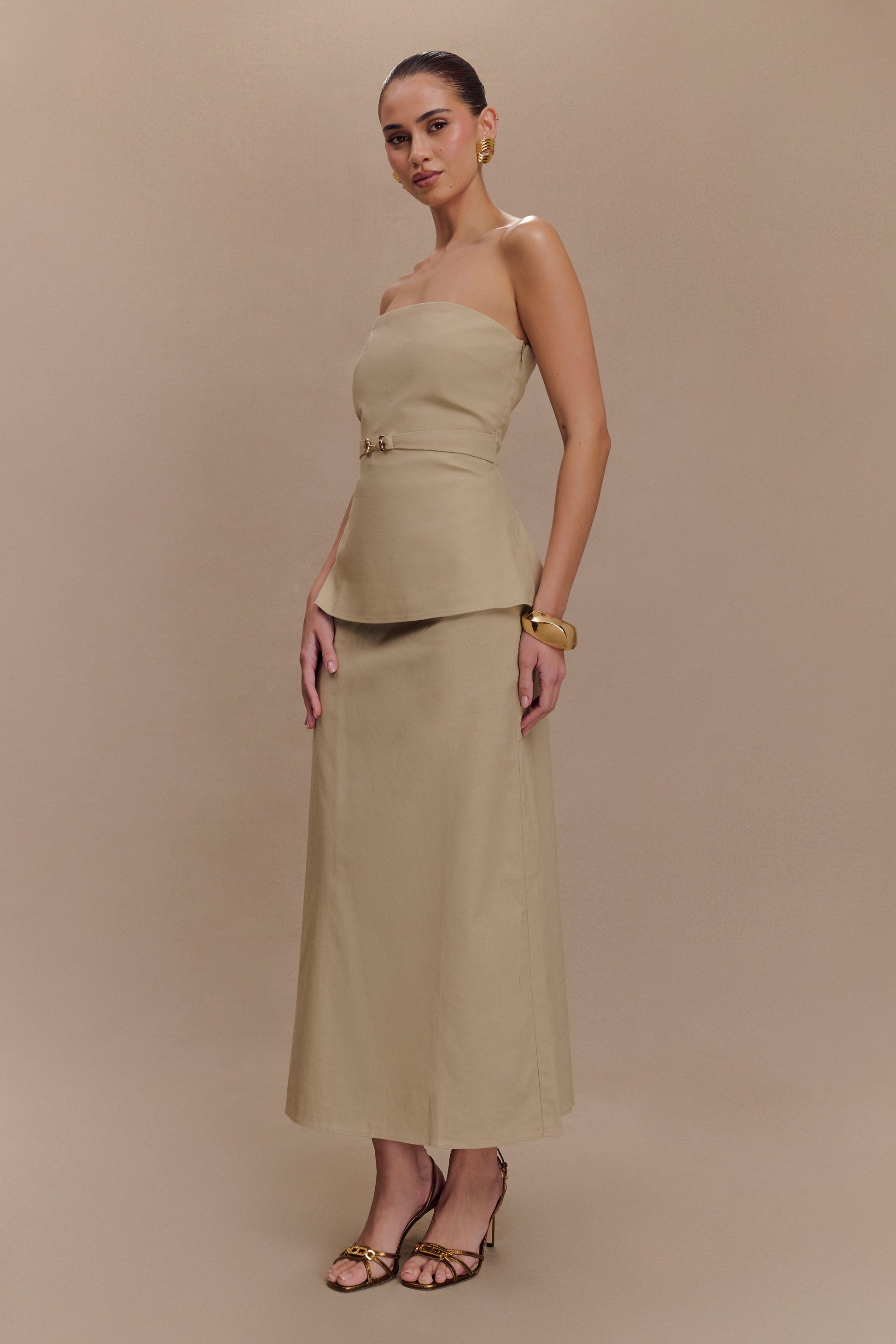 Dora Linen Midi Skirt - Natural #4