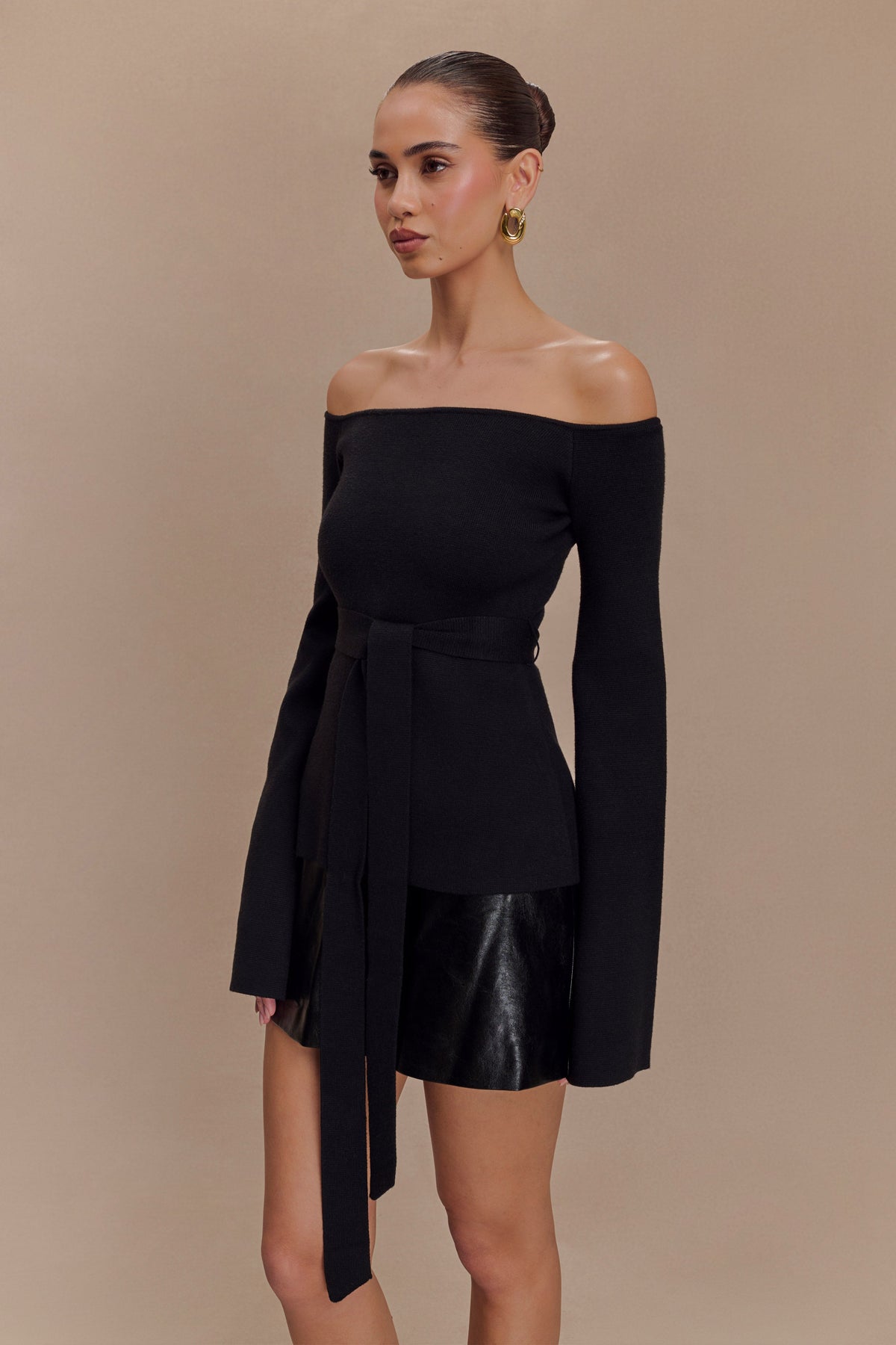Kyle Off Shoulder Knit Top - Black #4