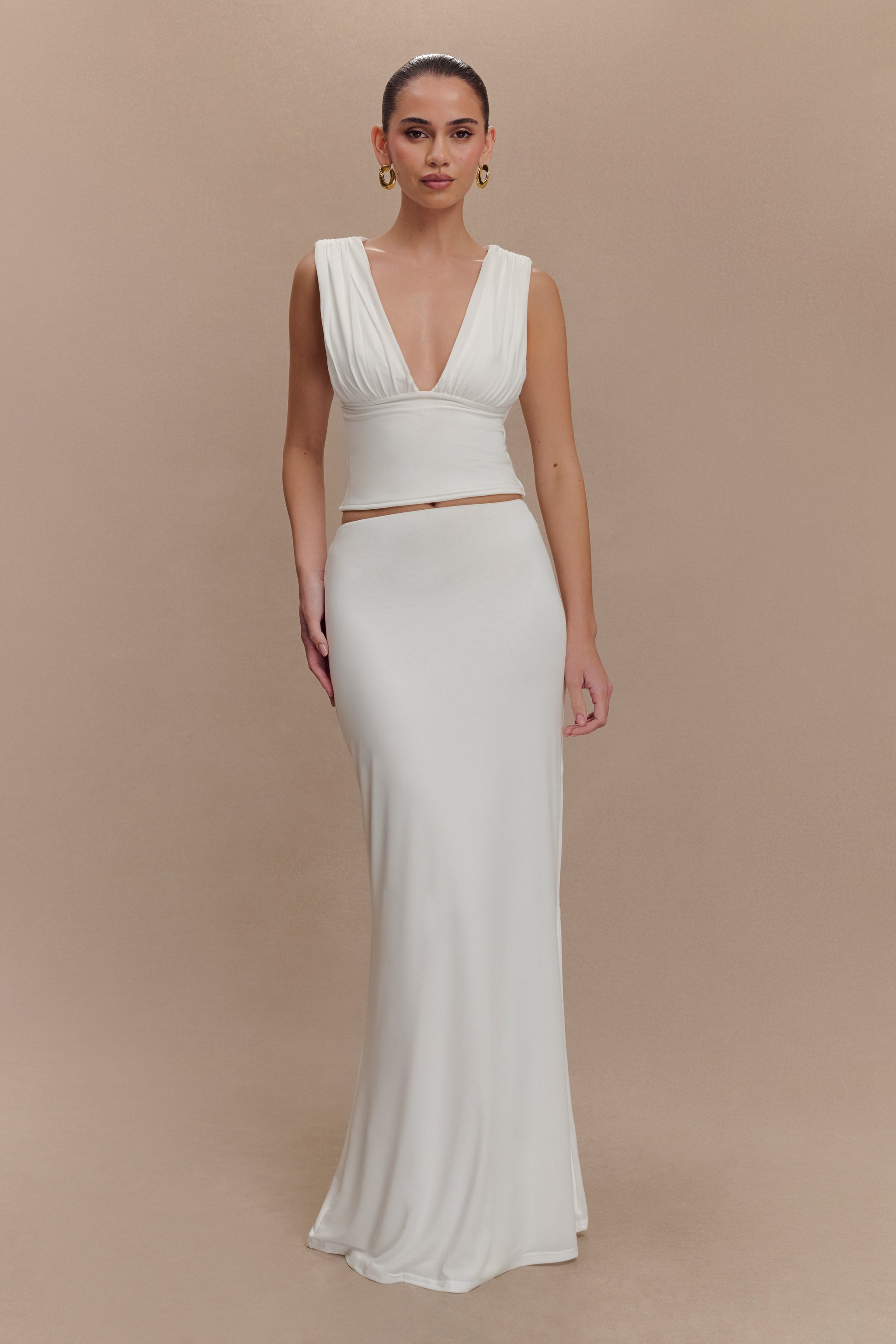 Kerrigan Slinky Ruched Sleeveless Top - White #7