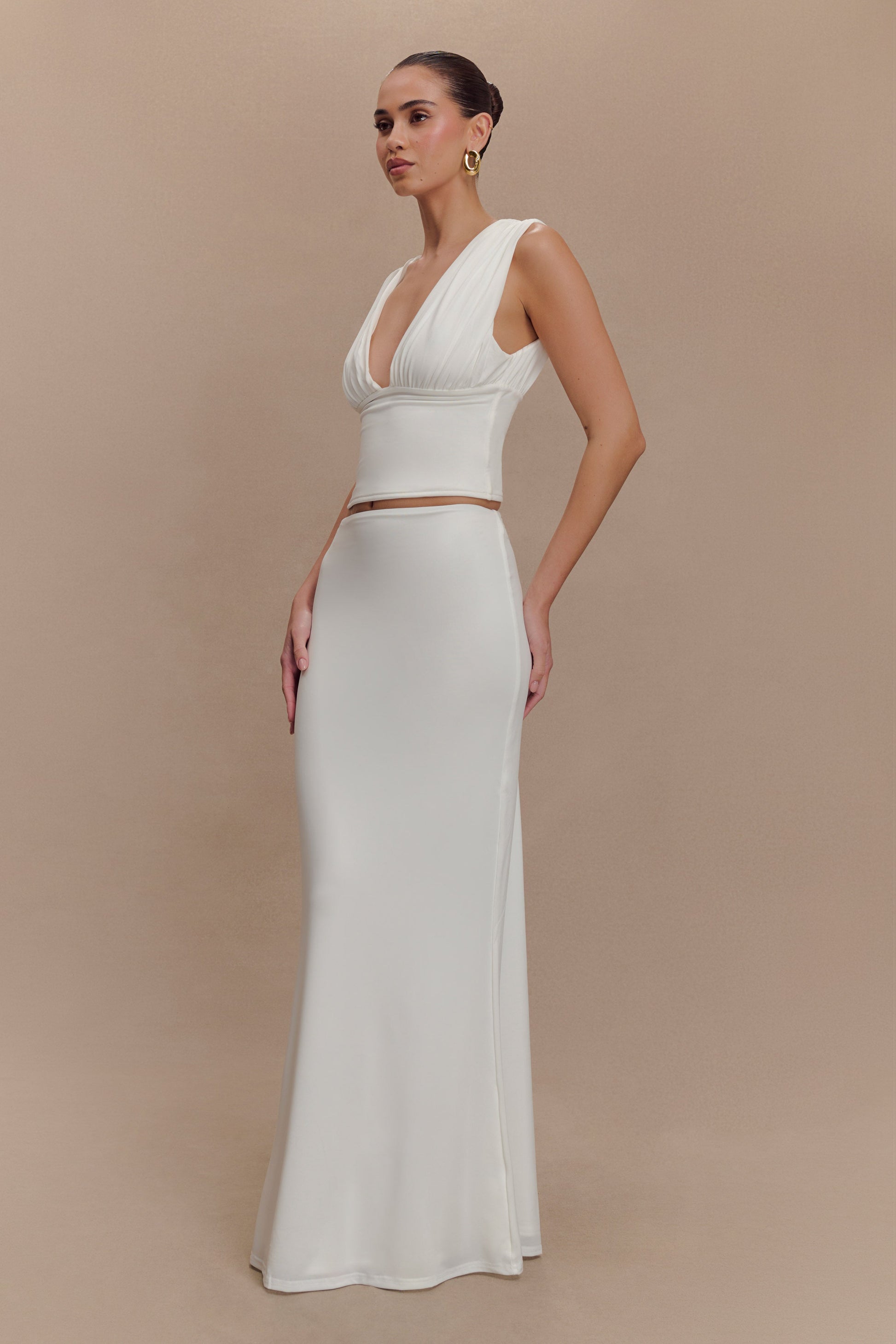 Kerrigan Slinky Ruched Sleeveless Top - White #4